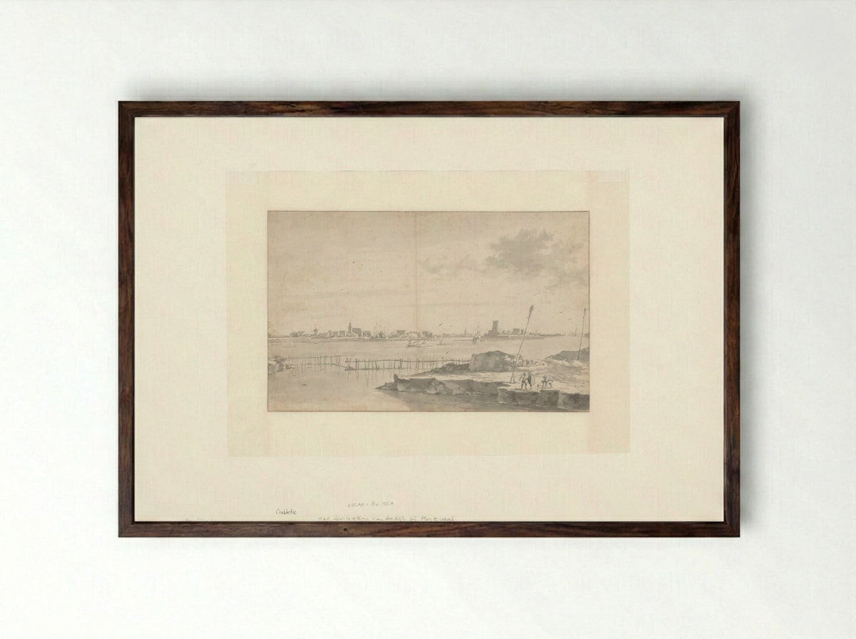 Dijkdoorbraak bij Houtewael - Jan Asselijn - Framed Print Dark Wood