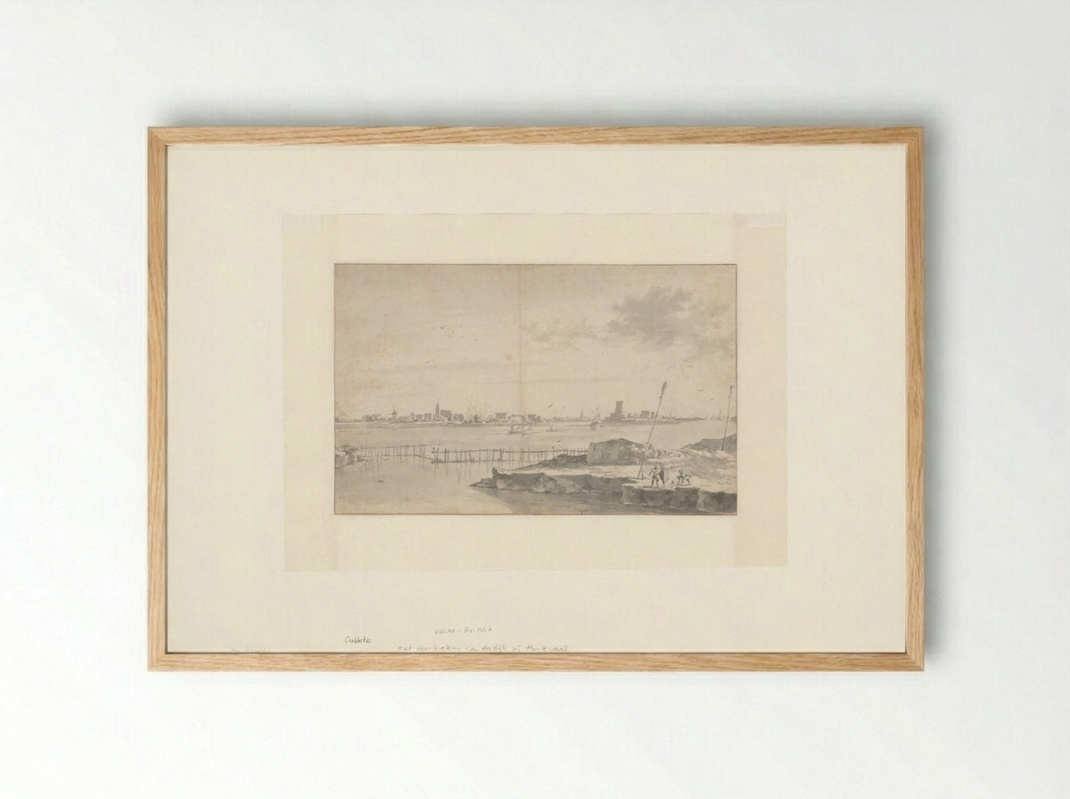 Dijkdoorbraak bij Houtewael - Jan Asselijn - Framed Print Wood