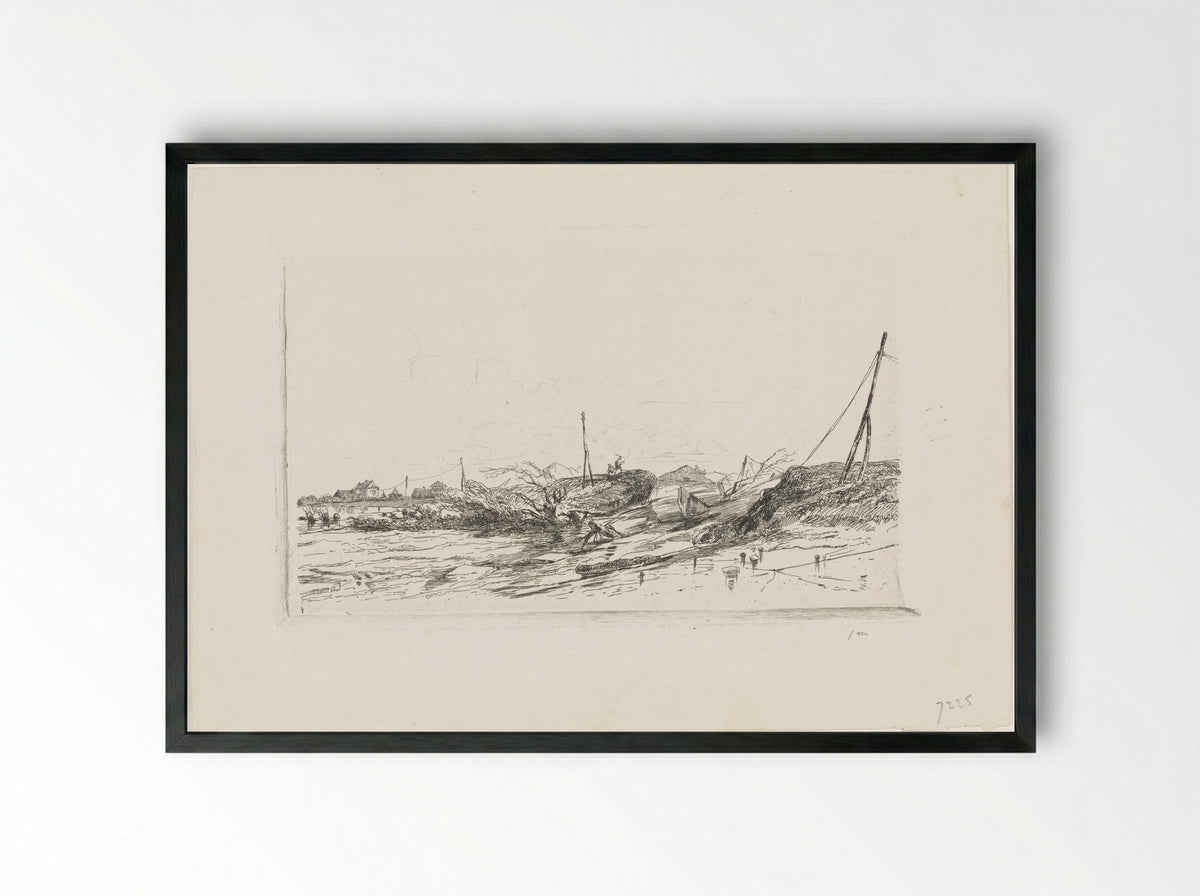 Dijkdoorbraak te Arnhem - Cornelis Springer - Framed Print Black