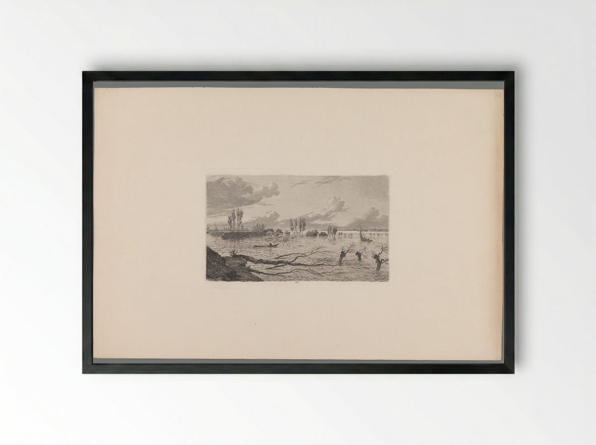 Dijkdoorbraak tussen Maren en Alem - George Andries Roth - Framed Print Black