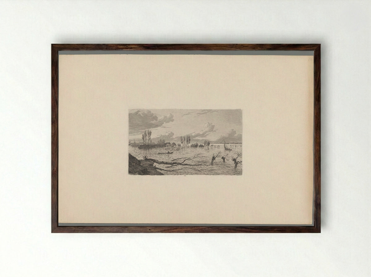 Dijkdoorbraak tussen Maren en Alem - George Andries Roth - Framed Print Dark Wood