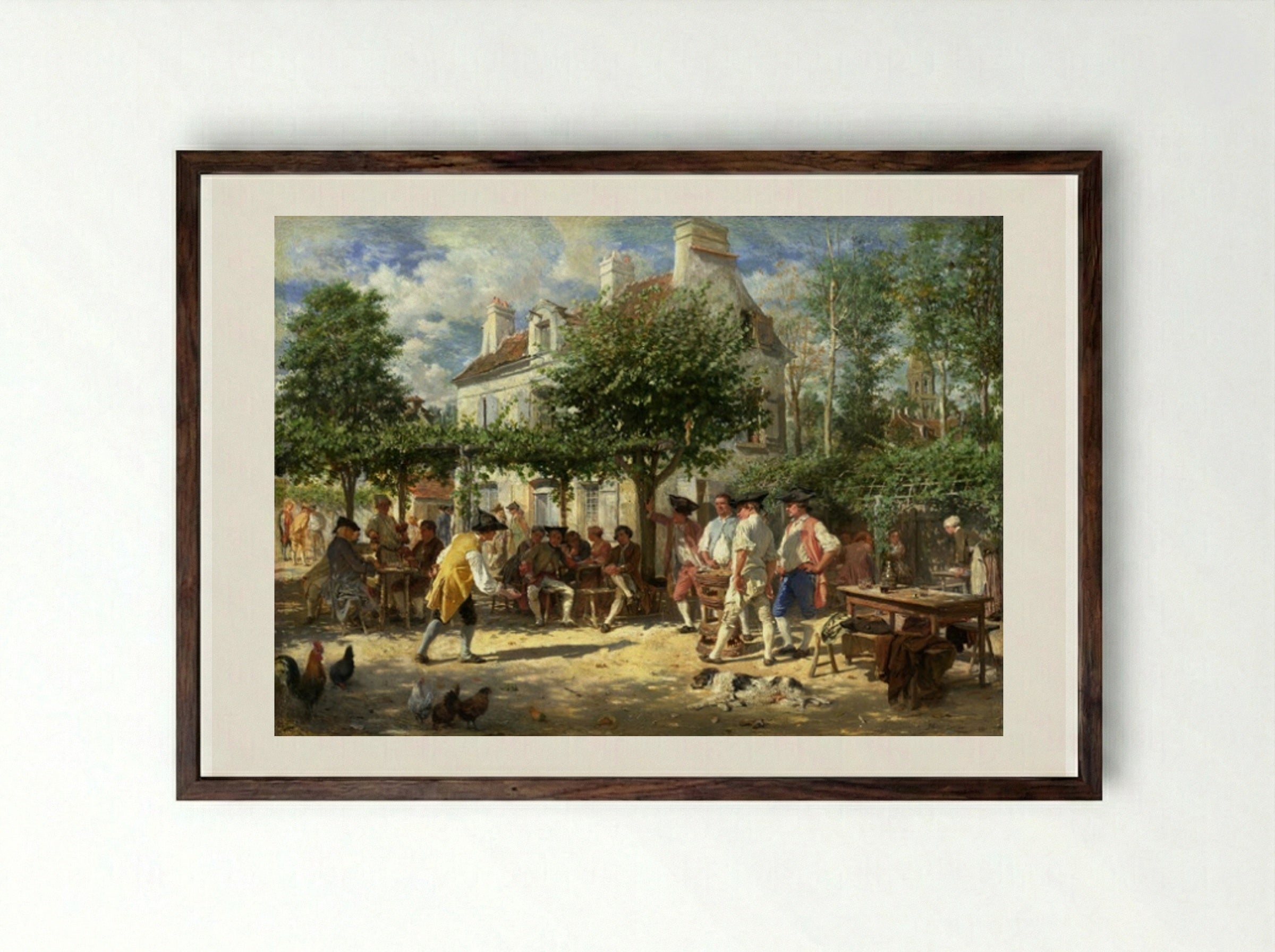 Dimanche à Poissy - Ernest Meissonier - Framed Print Dark Wood