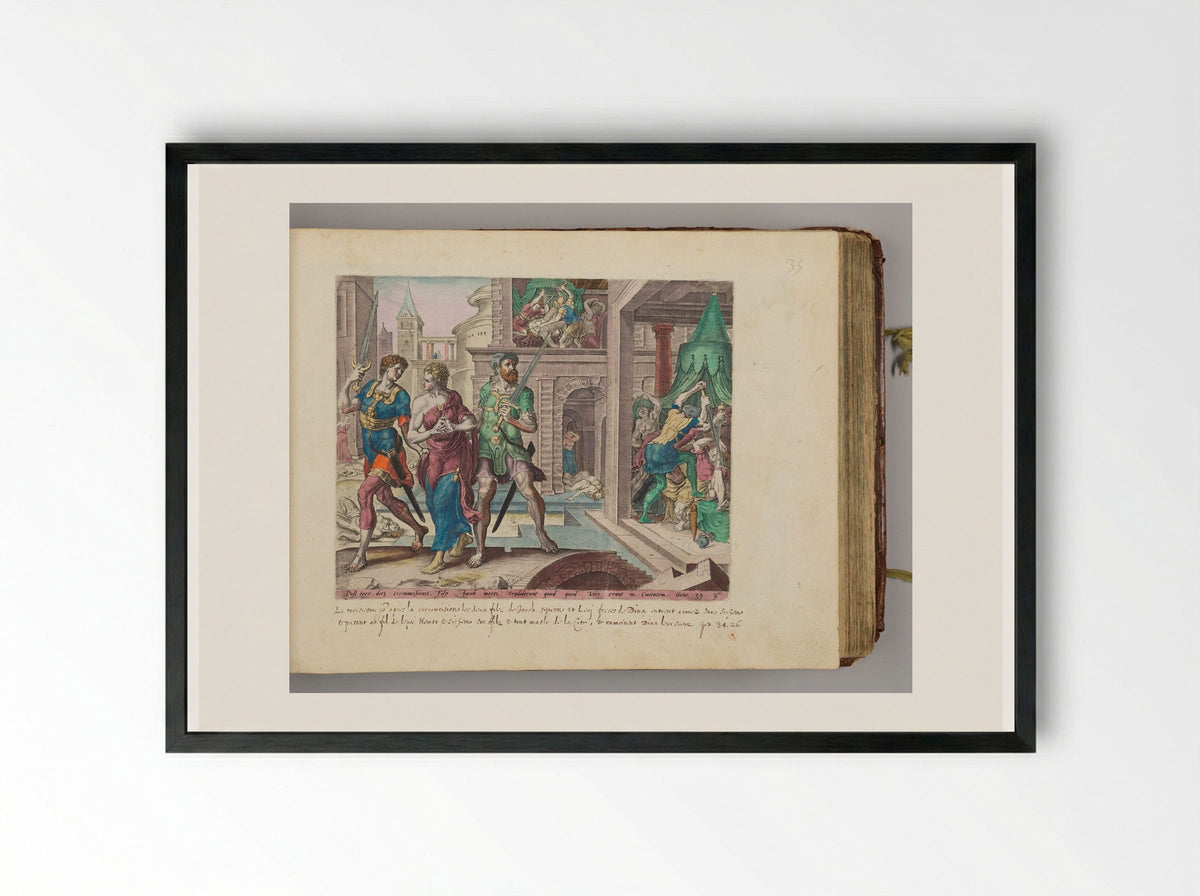 Dinah Taken Home by Simeon and Levi - Jan Harmensz. Muller - Framed Print Black
