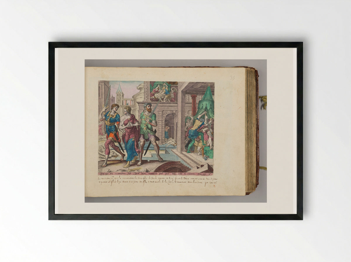 Dinah Taken Home by Simeon and Levi - Jan Harmensz. Muller - Framed Print Black