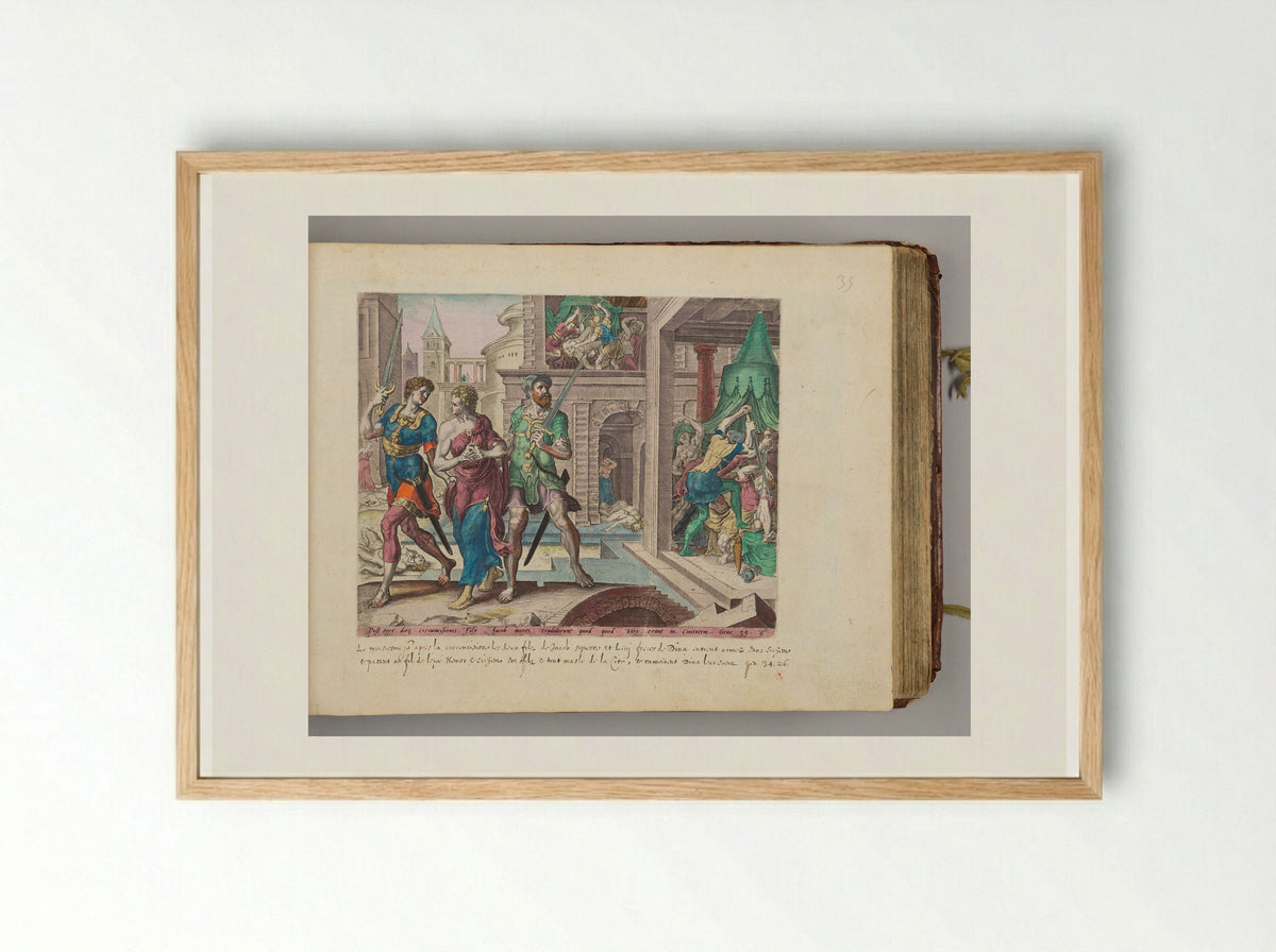 Dinah Taken Home by Simeon and Levi - Jan Harmensz. Muller - Framed Print Wood