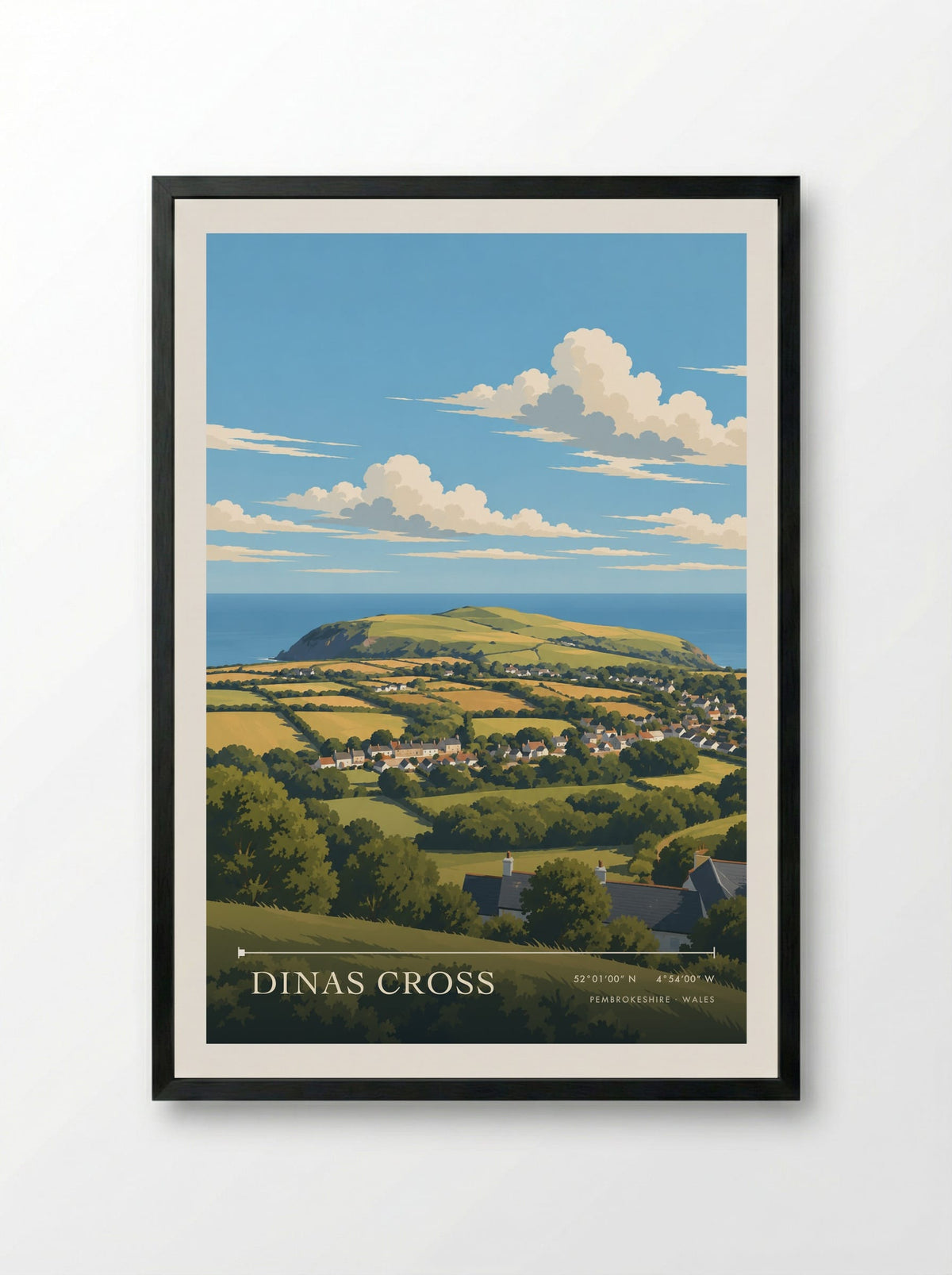 Dinas Cross, Pembrokeshire | Travel Poster - Framed Print Black