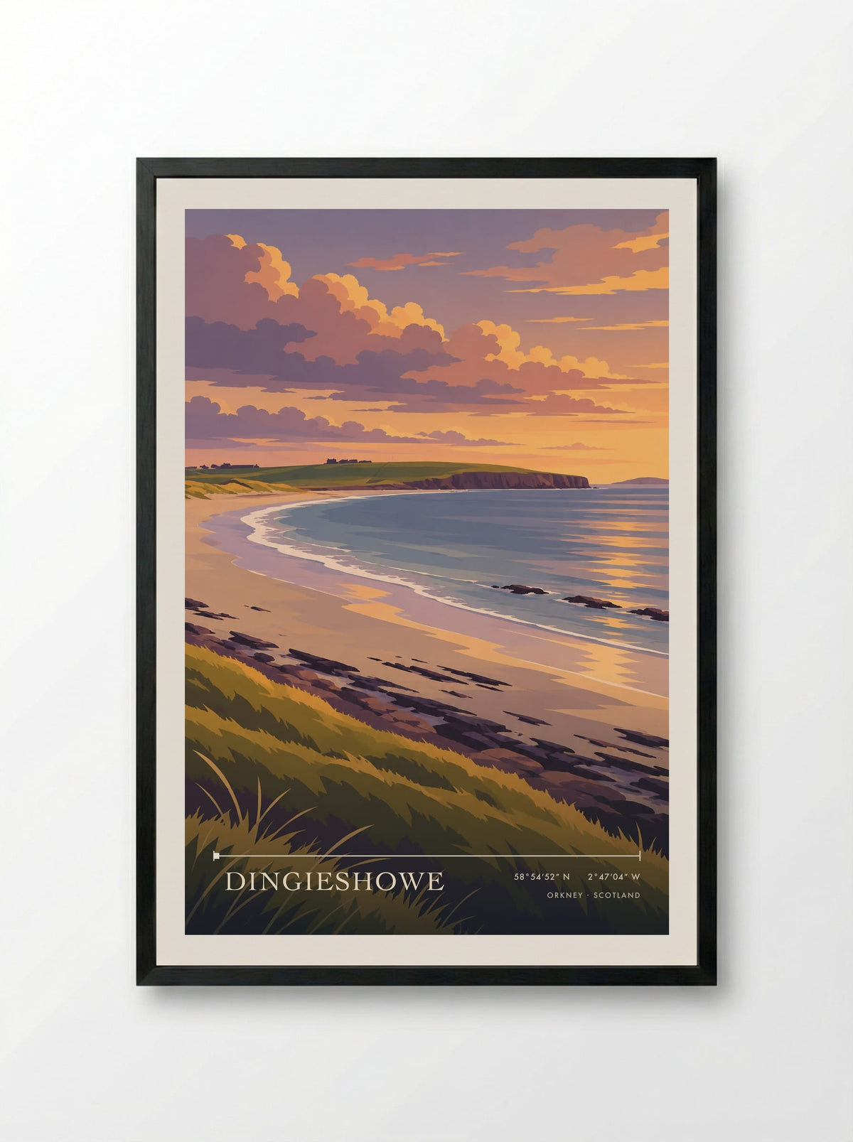 Dingieshowe, Orkney | Travel Poster - Framed Print Black