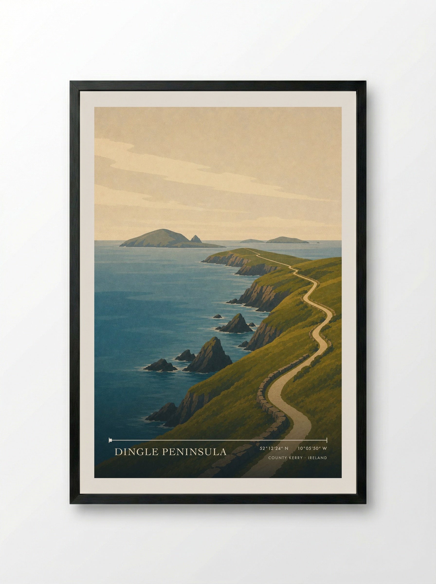 Dingle Peninsula Travel Poster - Framed Print Black