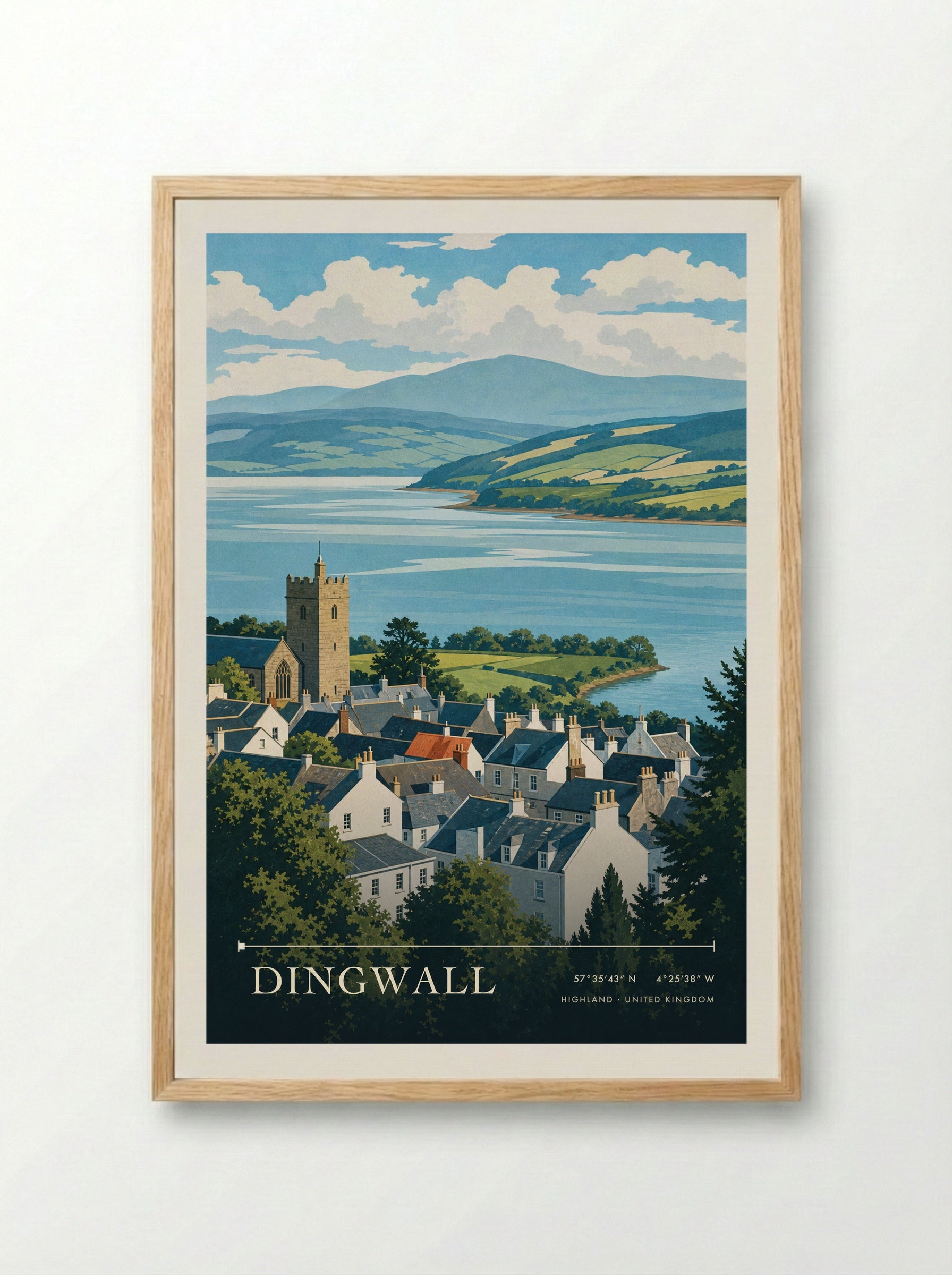 Dingwall Highland United Kingdom Travel Poster - Framed Print Wood