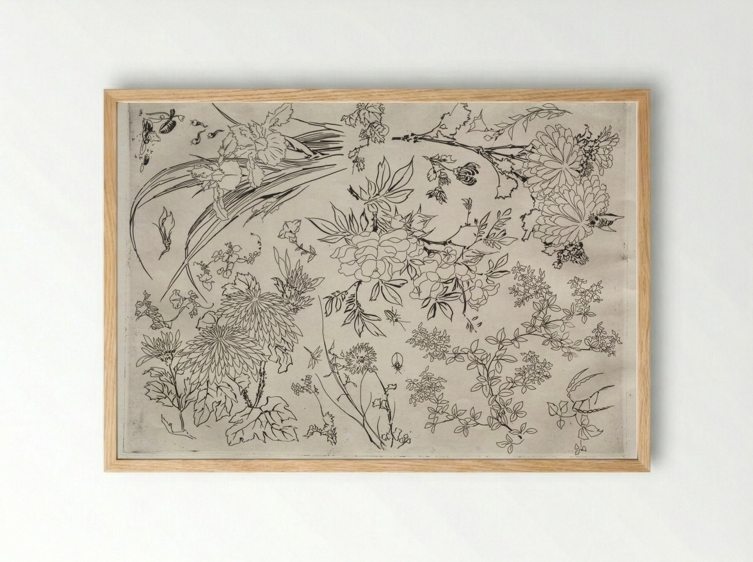 Dinner Service (Rousseau service): Flowers (no. 23) - Félix Bracquemond - Framed Print Wood