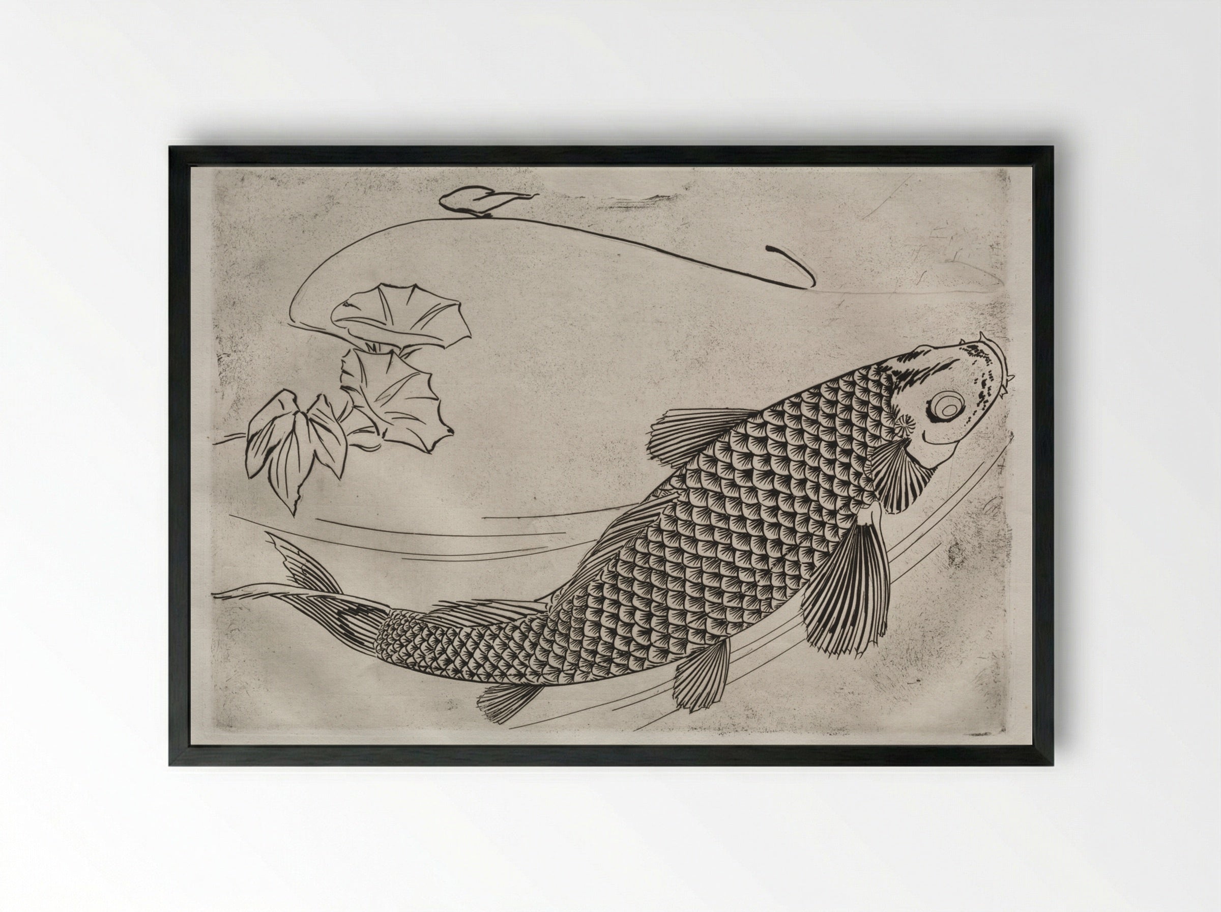 Dinner Service (Rousseau service): Large fish in a Japanese style (no. 19) - Félix Bracquemond - Framed Print Black
