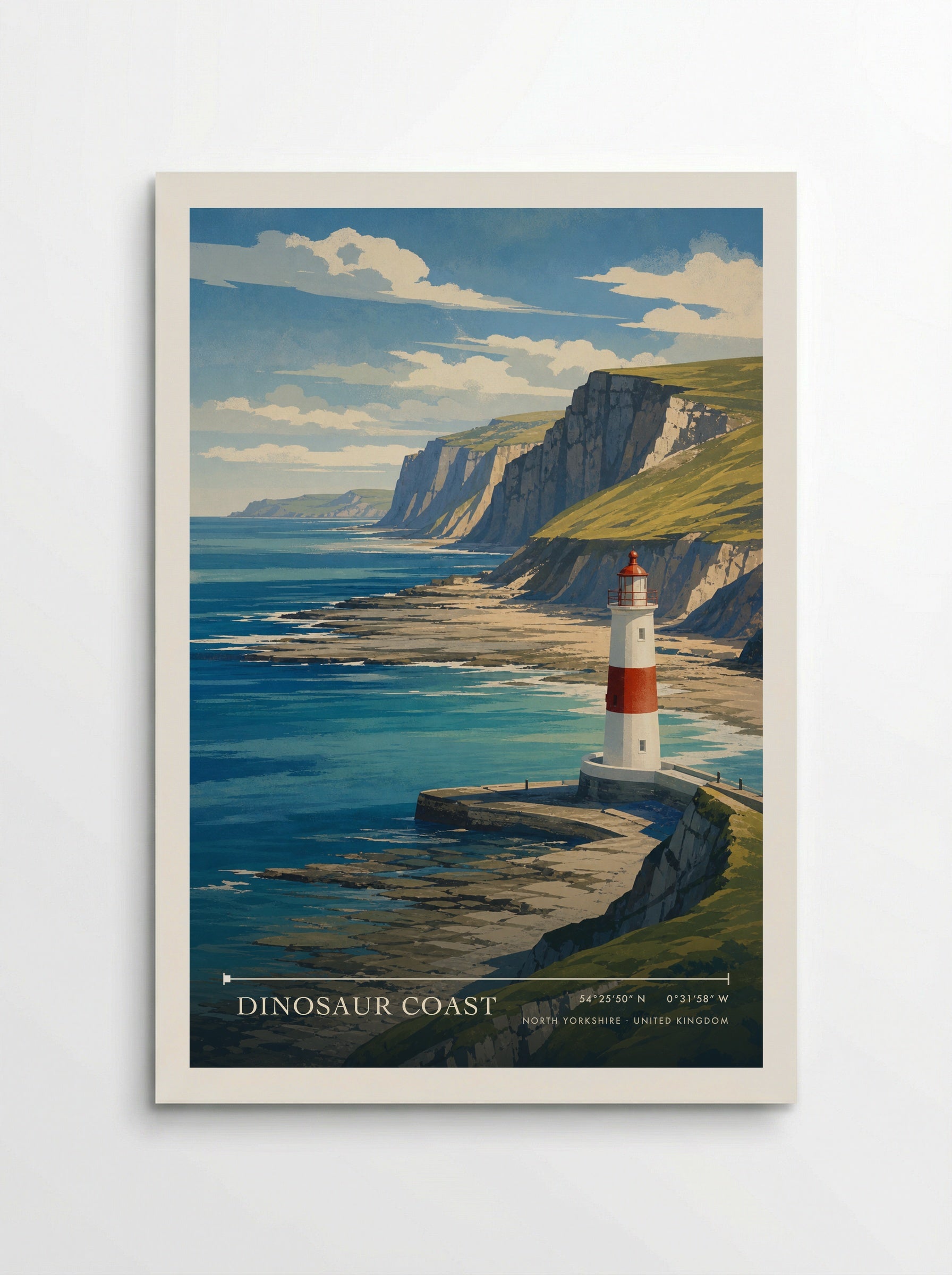 Dinosaur Coast North Yorkshire United Kingdom Travel Poster - Poster