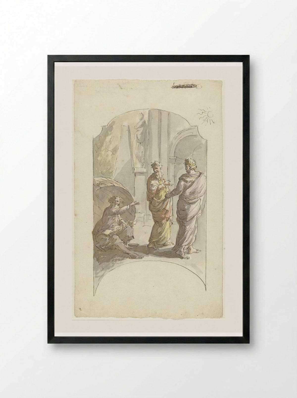 Diogenes and Alexander the Great - Elias van Nijmegen - Framed Print Black