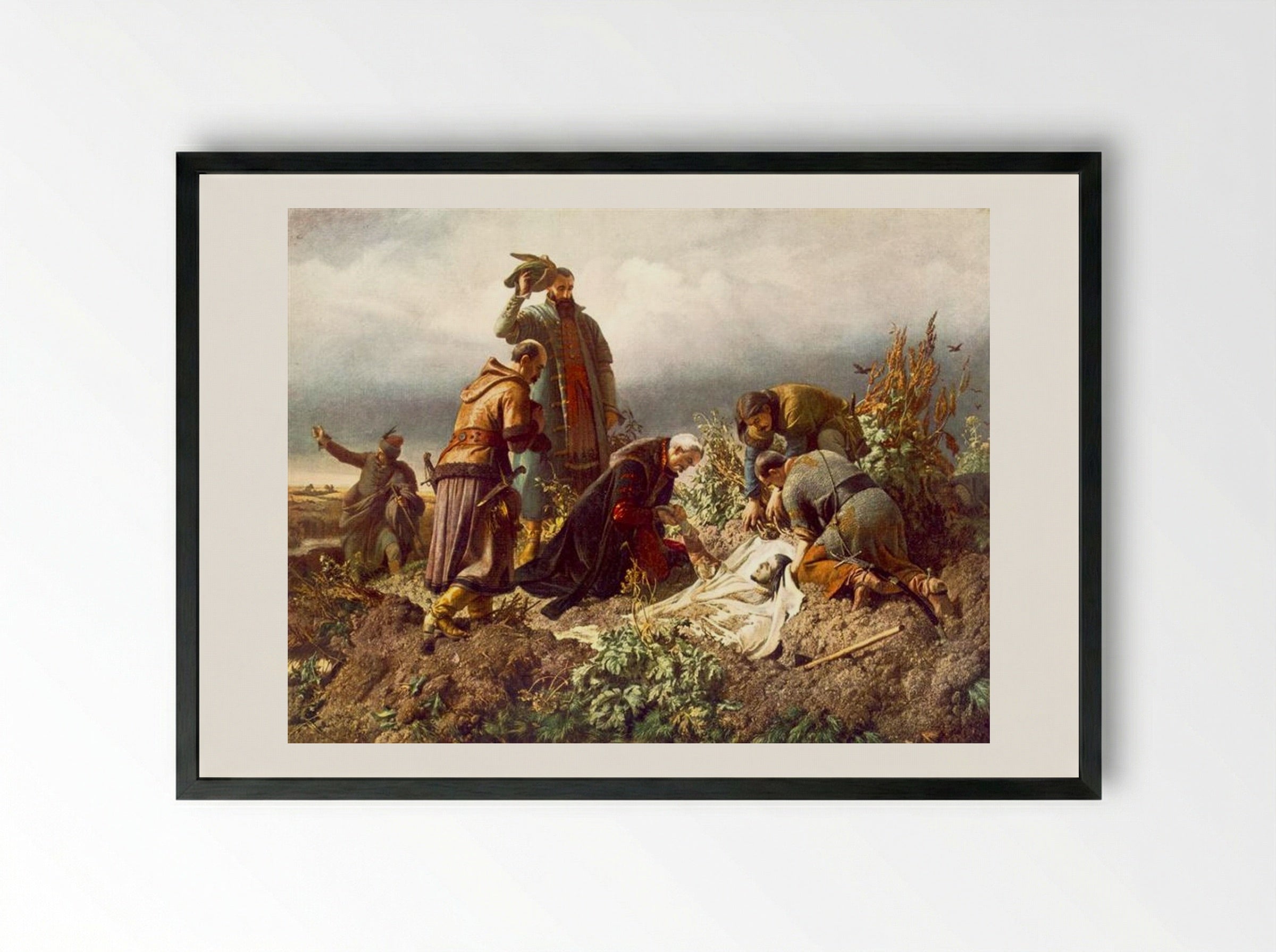 Discovery of the Body of King Louis II - Bertalan Székely - Framed Print Black