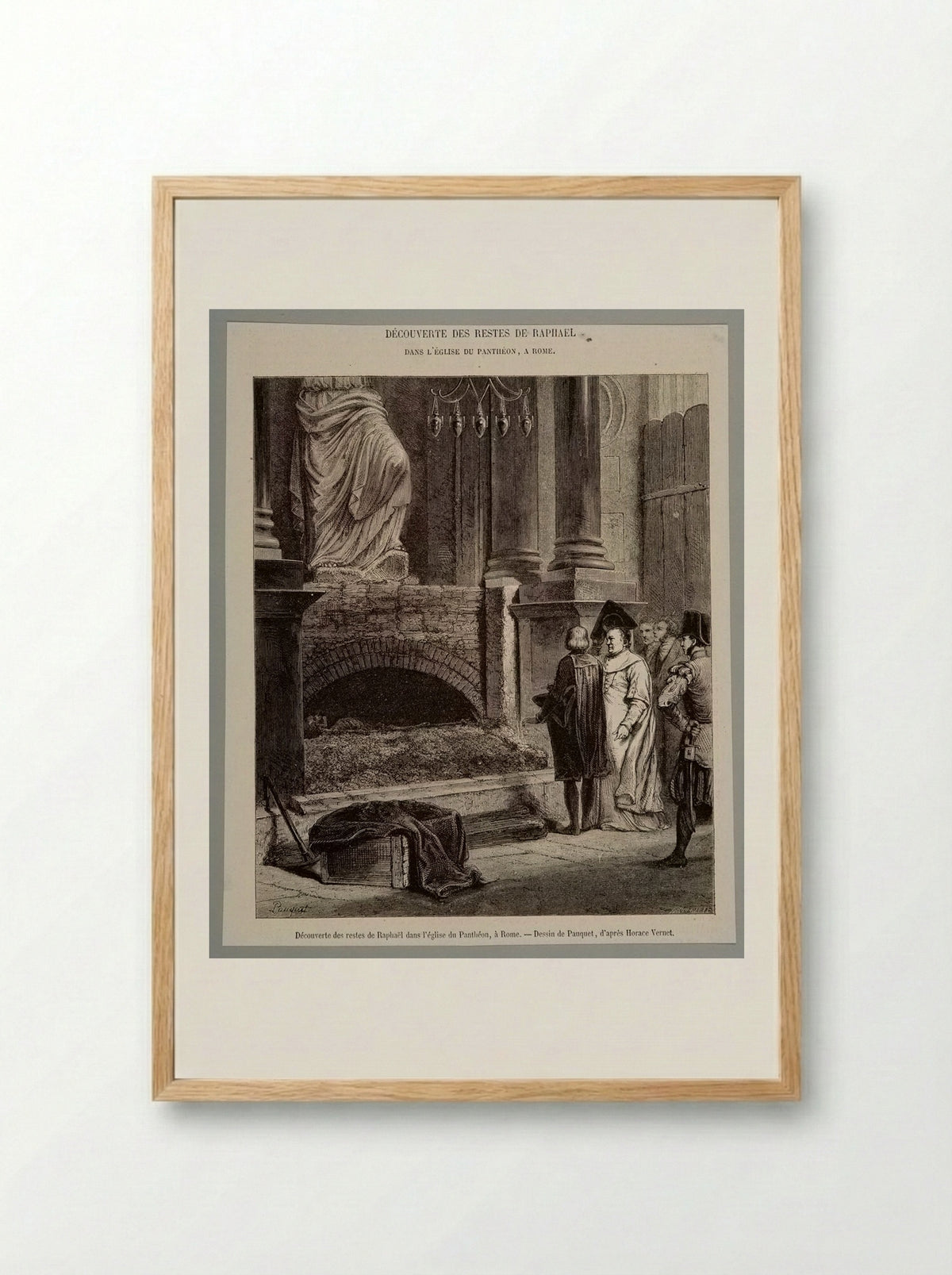 Discovery of the Remains of Raphael in the Pantheon in Rome - Stéphane Pannemaker - Framed Print Wood