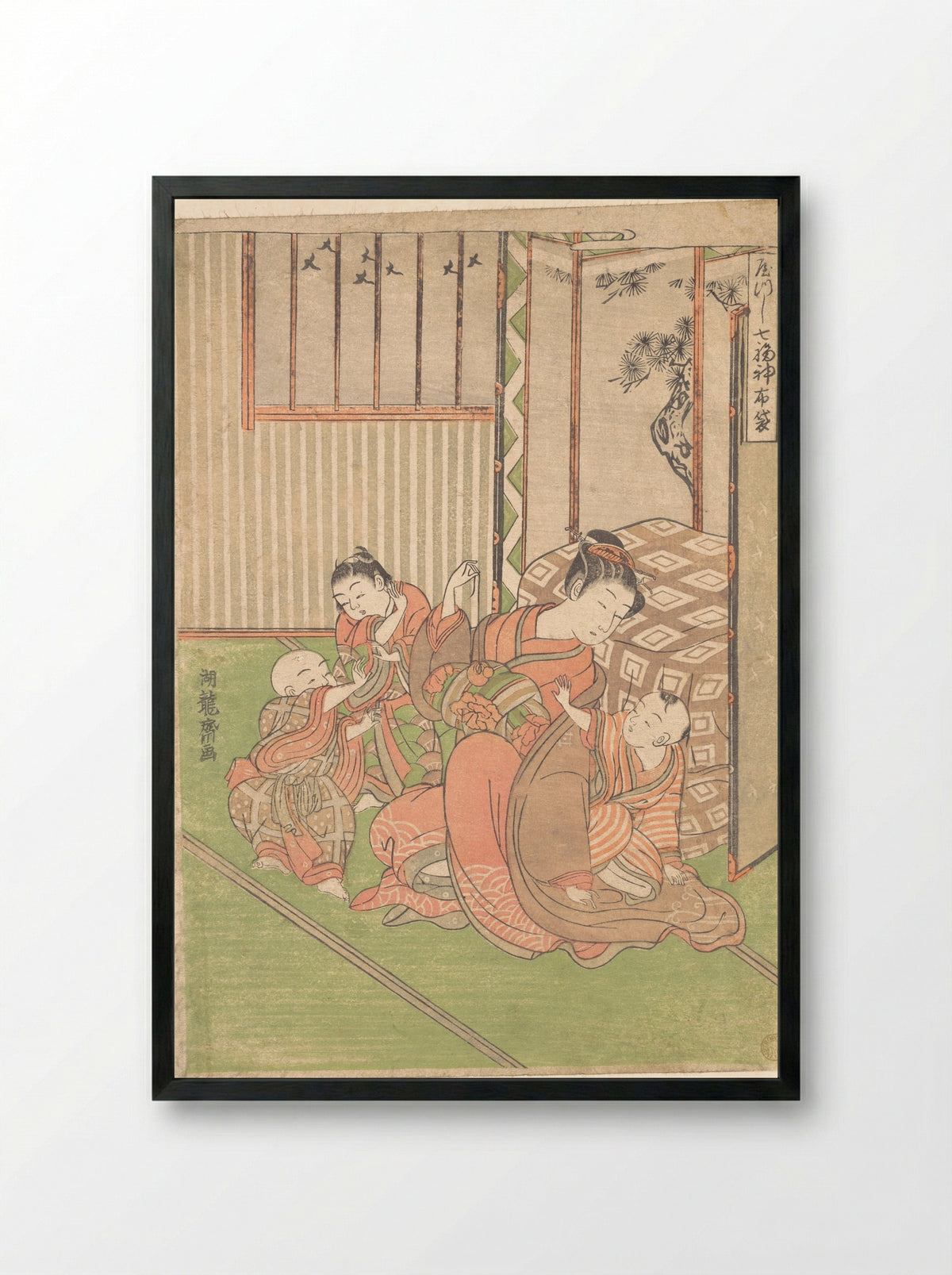 Disguised or Transformed Hotei - Isoda Koryūsai - Framed Print Black