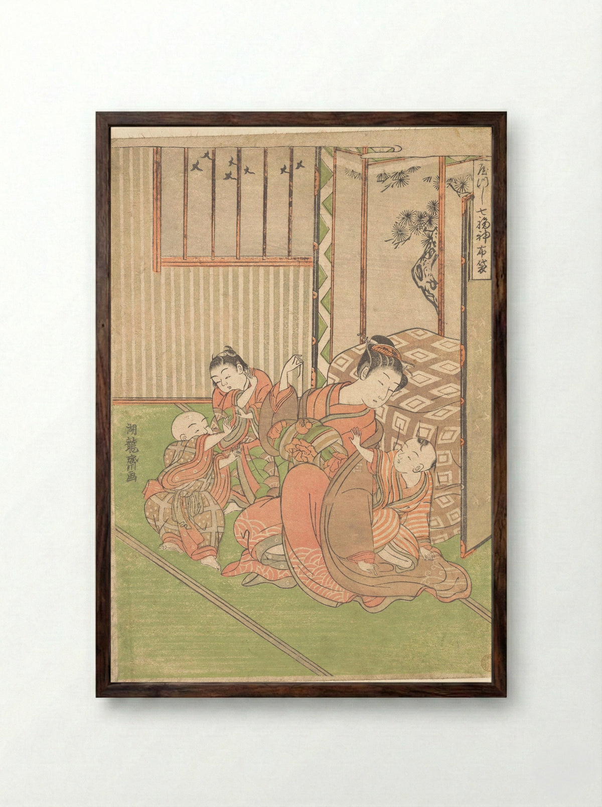 Disguised or Transformed Hotei - Isoda Koryūsai - Framed Print Dark Wood