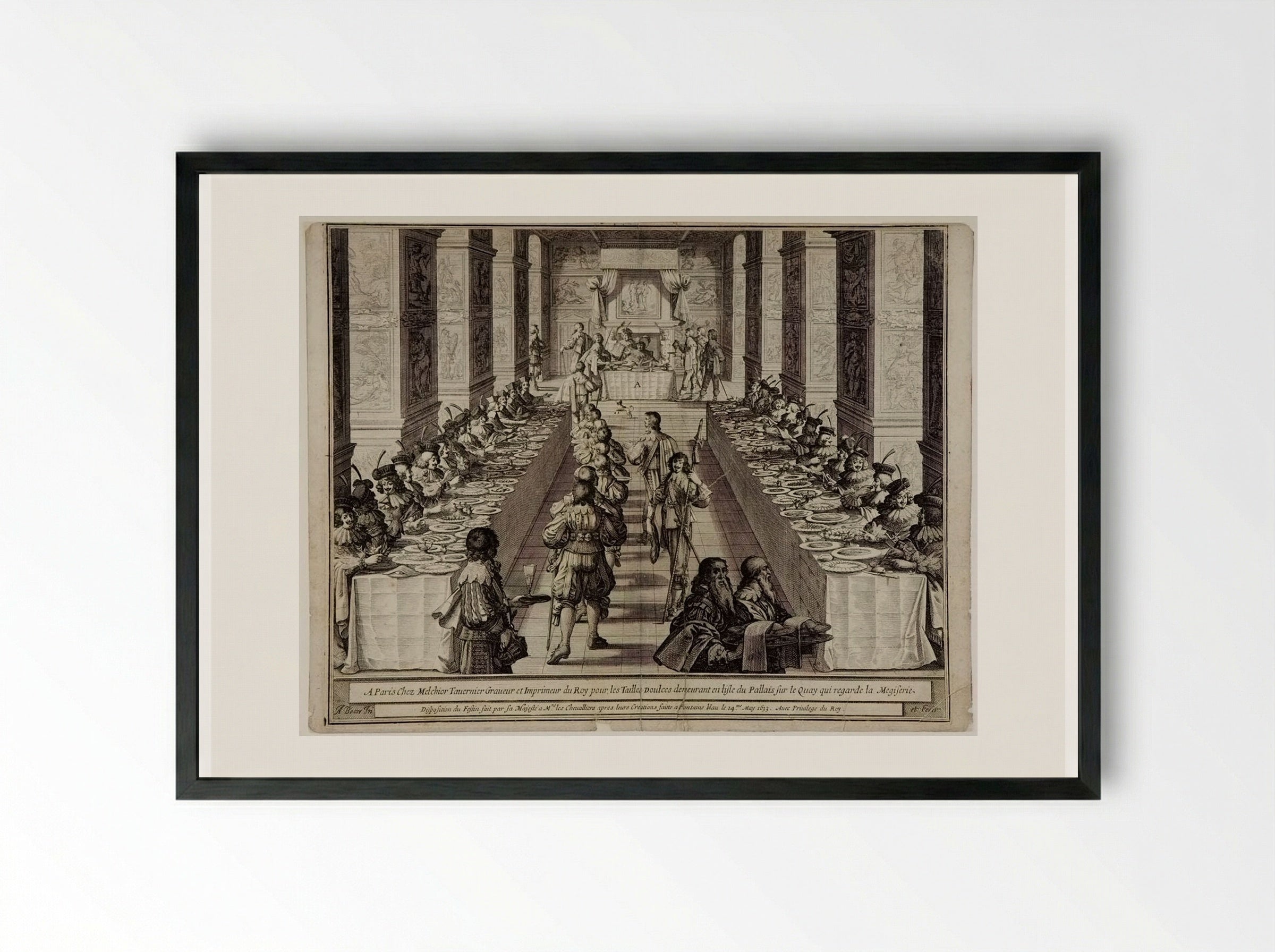 Disposition du festin - Abraham Bosse - Framed Print Black