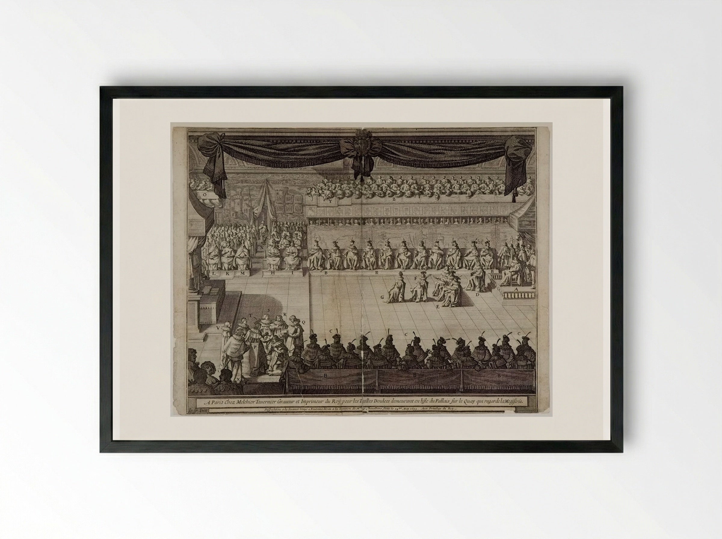 Disposition à la seance tenue à Fontainebleau - Abraham Bosse - Framed Print Black