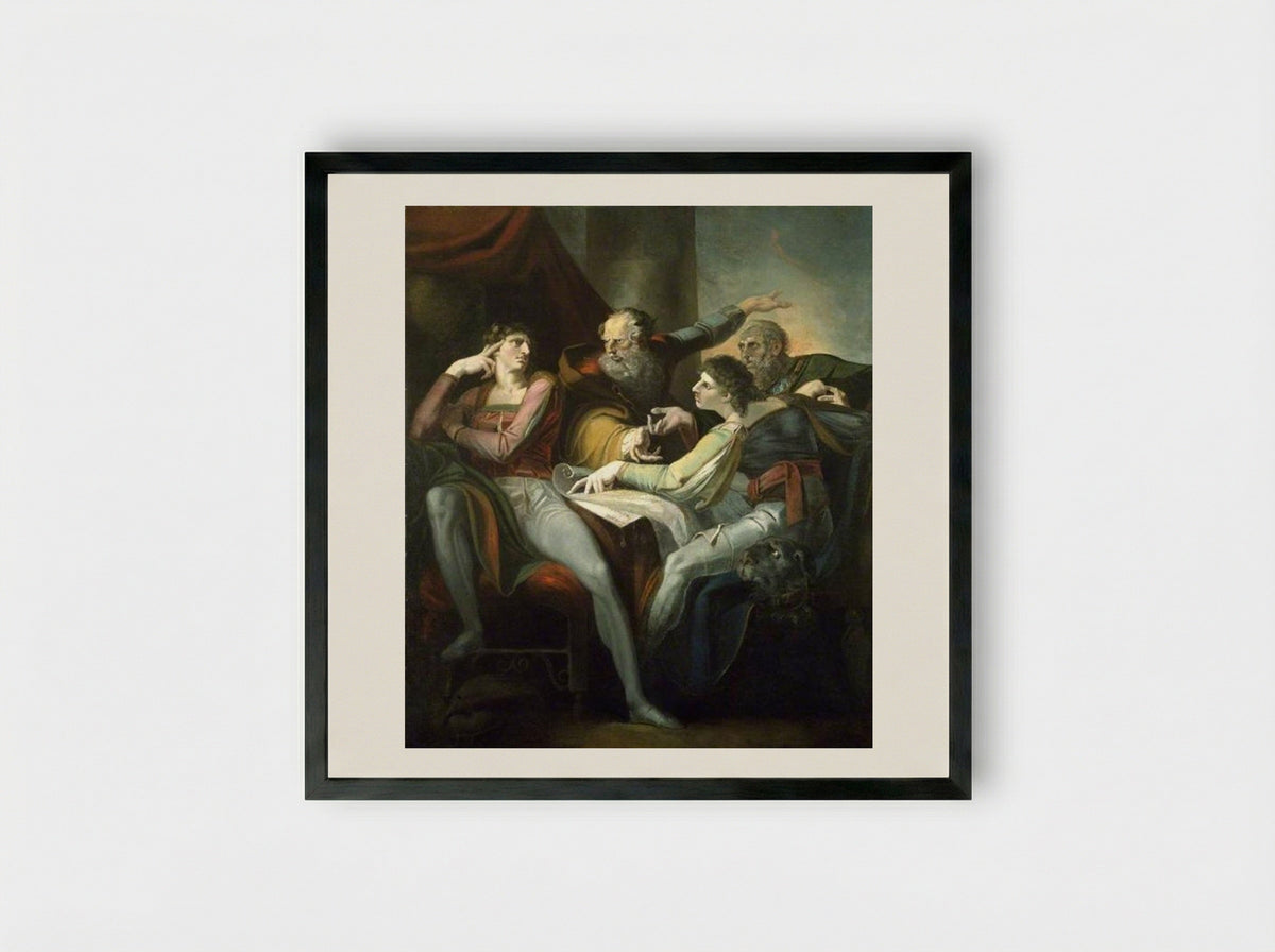 Dispute between Hotspur, Glendower, Mortimer and Worcester - Henry Fuseli - Framed Print Black