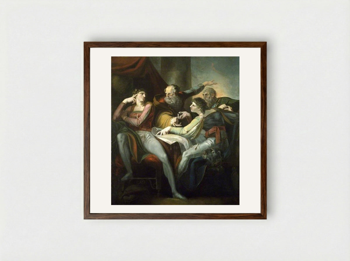Dispute between Hotspur, Glendower, Mortimer and Worcester - Henry Fuseli - Framed Print Dark Wood