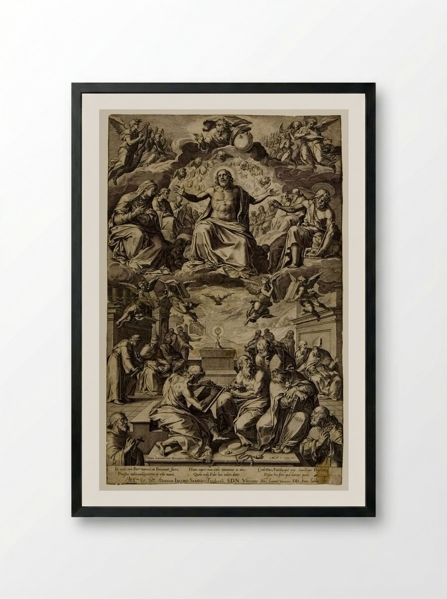 Dispute of the Sacrament - Cornelis Cort - Framed Print Black
