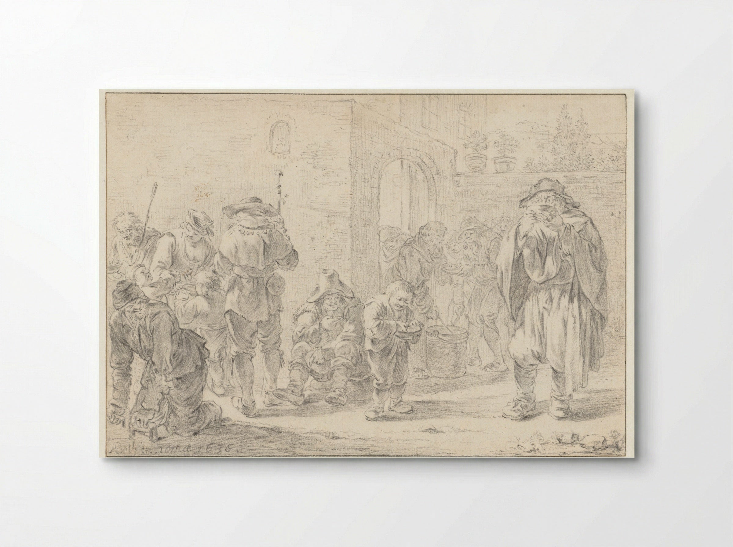 Distribution of Food to Pilgrims and Beggars at a Monastery Gate - Andries Both - Poster