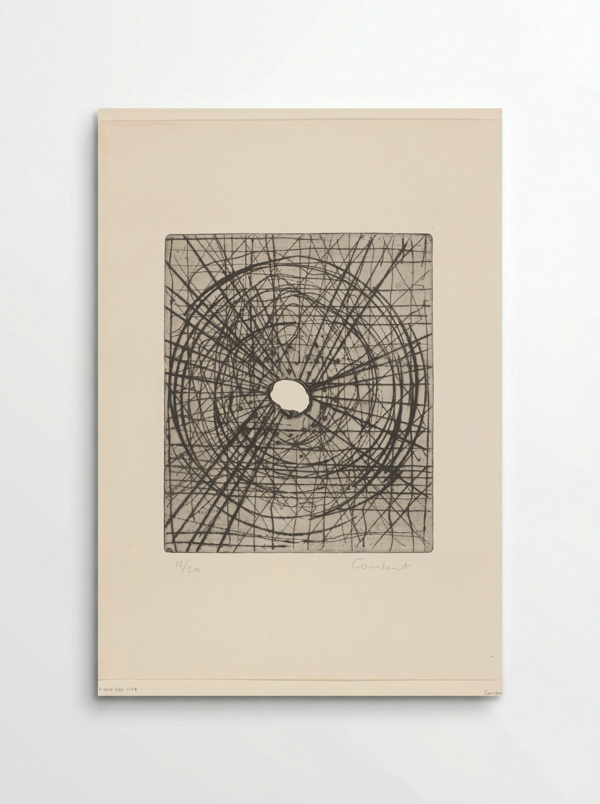 Divergerende stralen / Gaten-ets (één gat) - Constant Nieuwenhuys - Poster