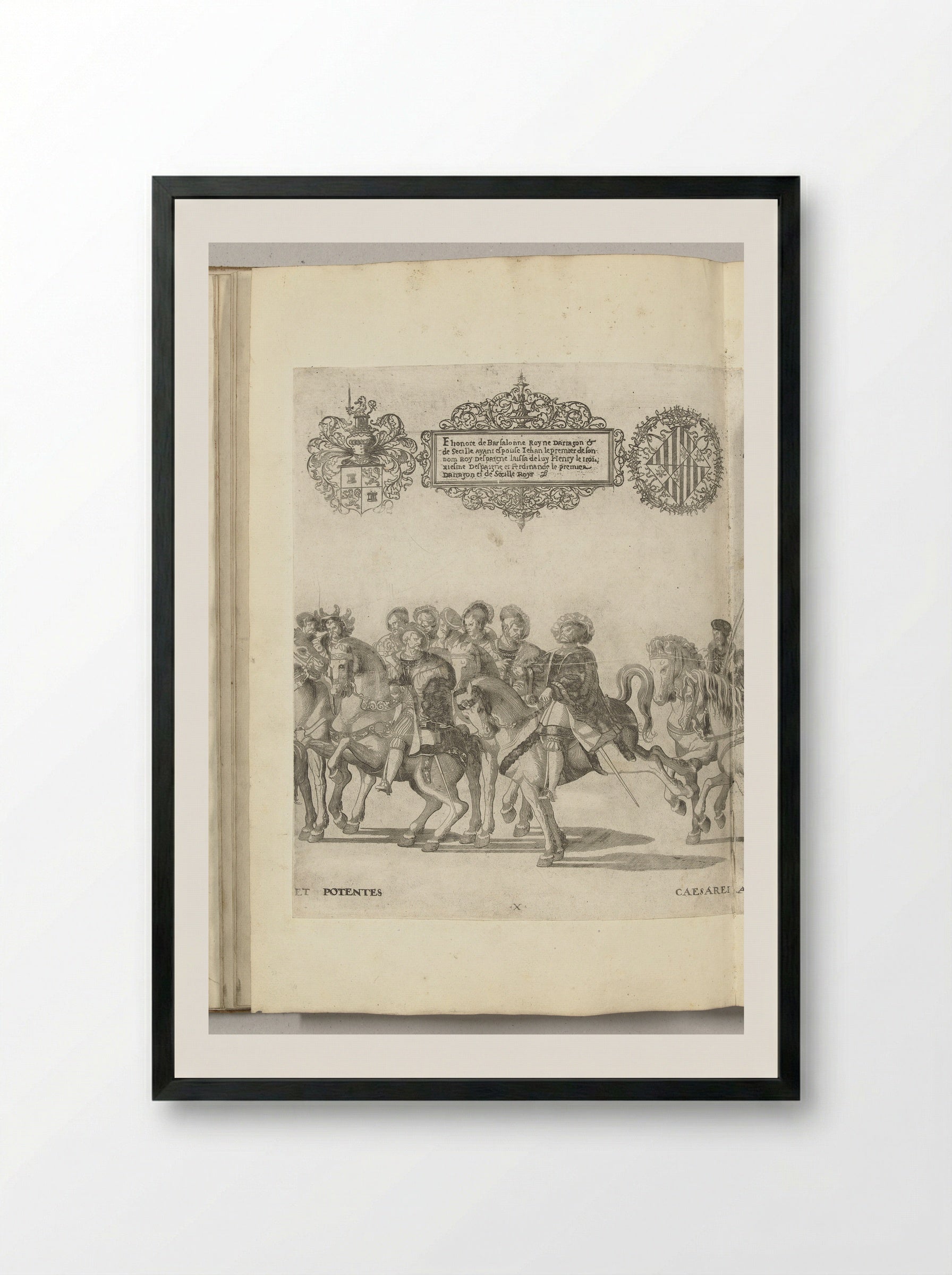 Diverse edelen, plaat X - Nicolaas Hogenberg - Framed Print Black