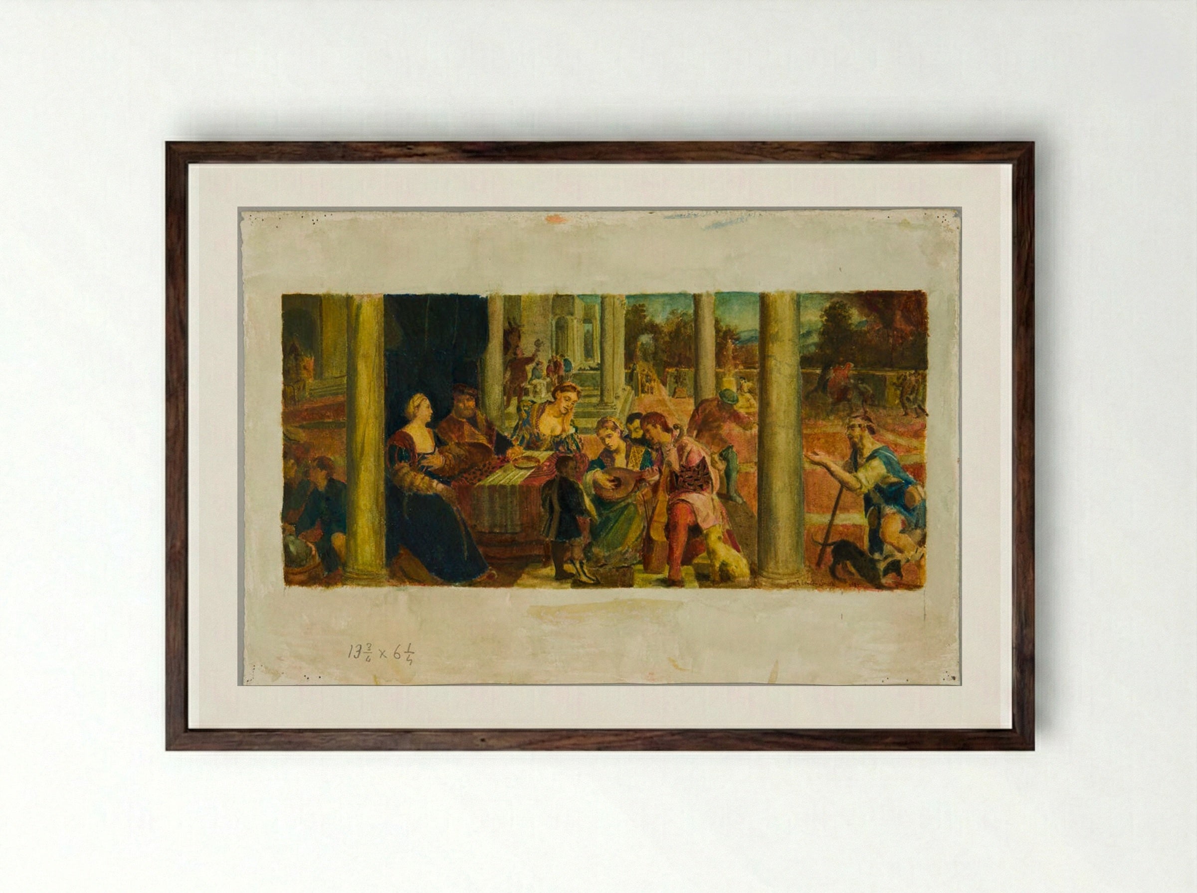 Dives and Lazarus, after Bonifacio Veronese - Joseph Lindon Smith - Framed Print Dark Wood