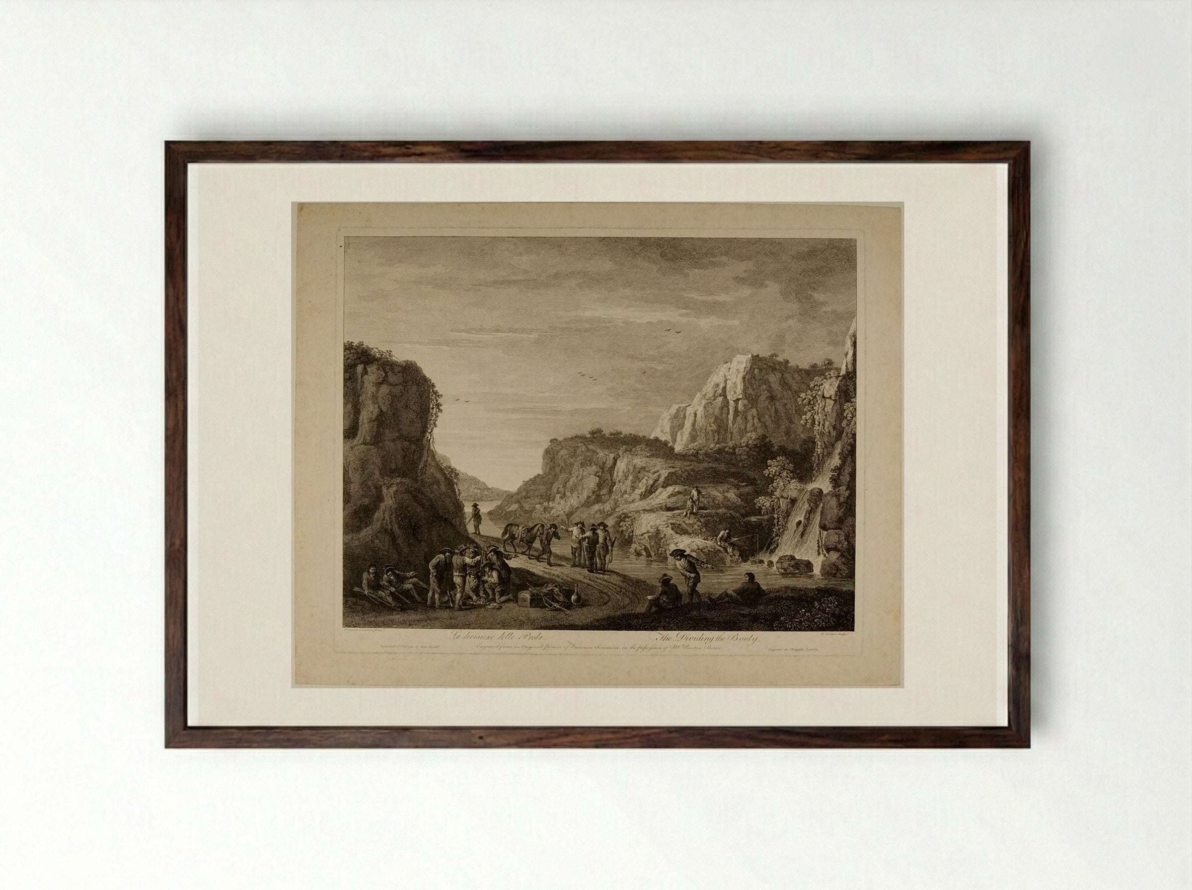 Dividing the Booty - François Vivares - Framed Print Dark Wood