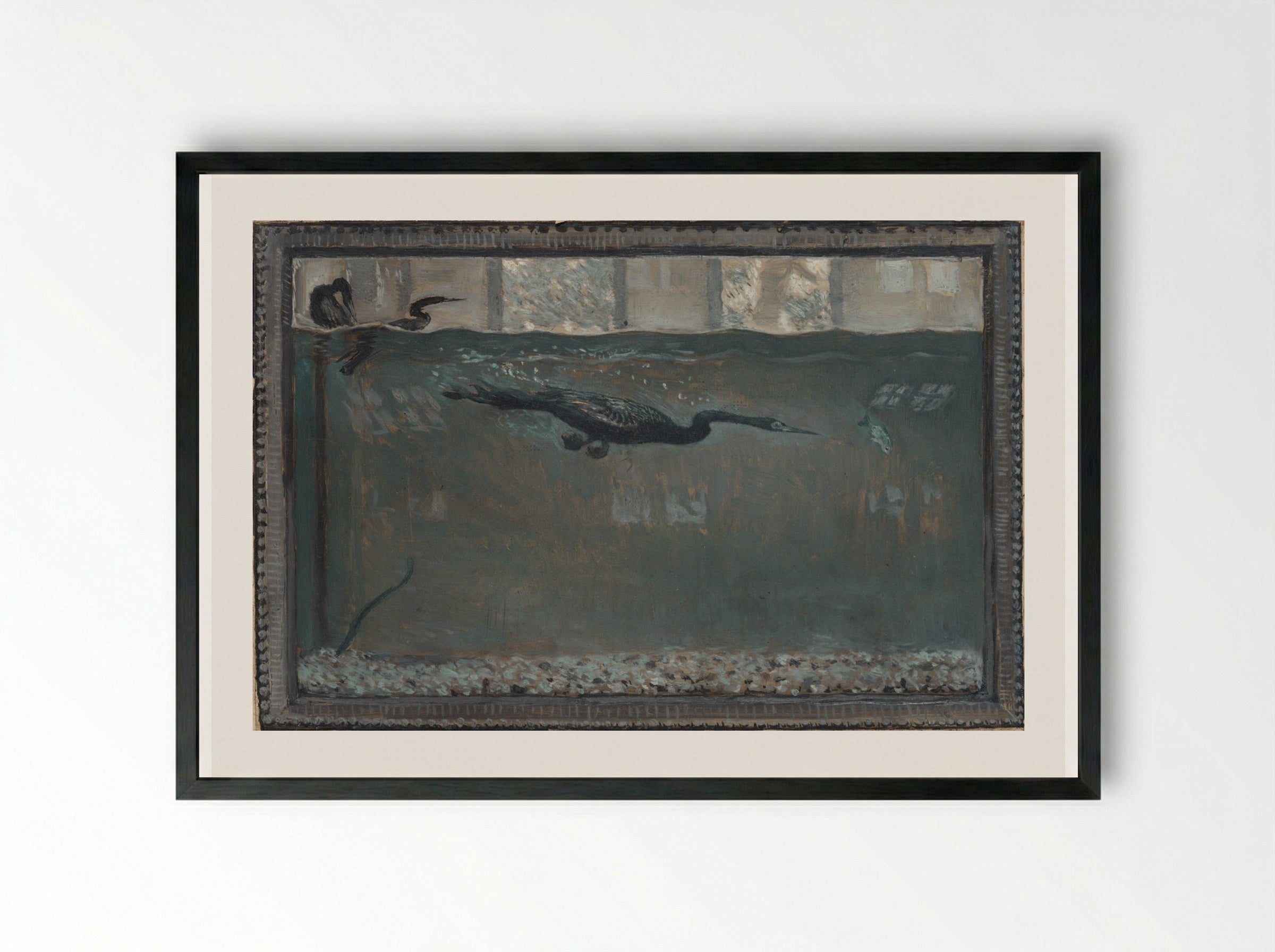 Diving Cormorant - Otto H. Bacher - Framed Print Black