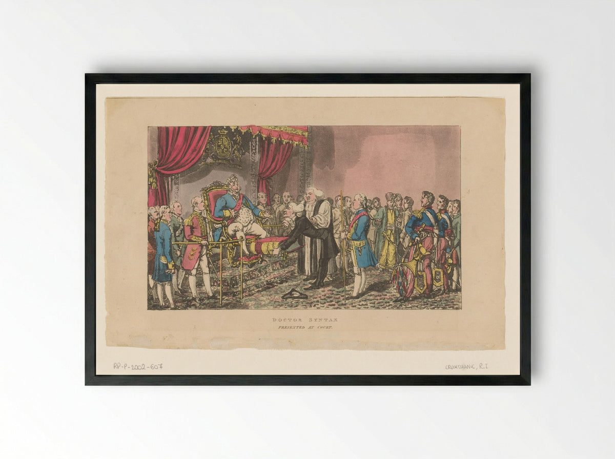Doctor Syntax Presented at Court - Robert Isaac Cruikshank - Framed Print Black