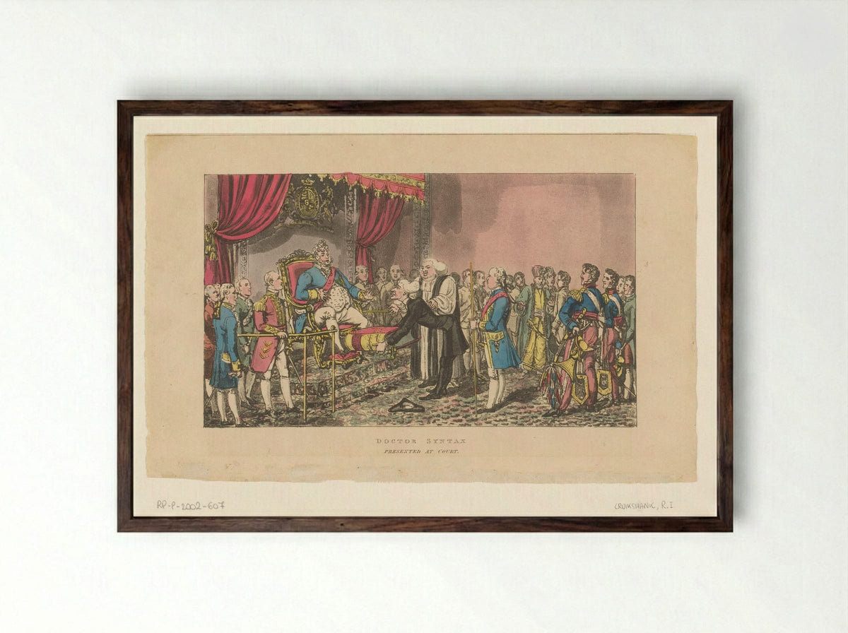 Doctor Syntax Presented at Court - Robert Isaac Cruikshank - Framed Print Dark Wood