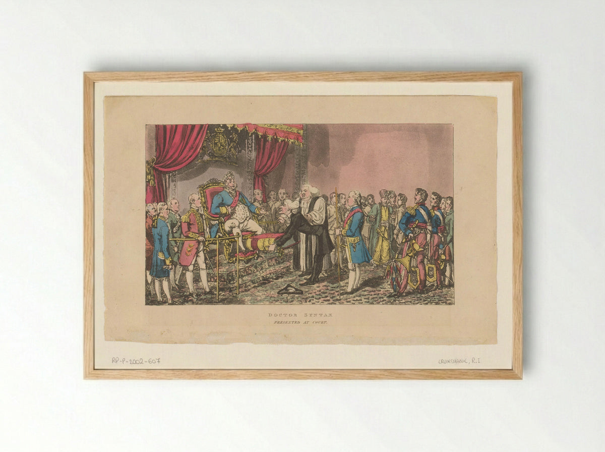 Doctor Syntax Presented at Court - Robert Isaac Cruikshank - Framed Print Wood