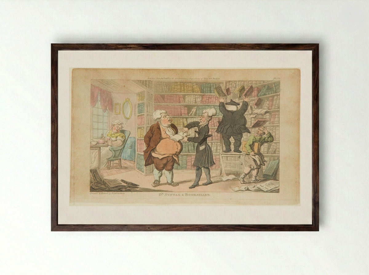 Doctor Syntax and the Bookseller - Thomas Rowlandson - Framed Print Dark Wood