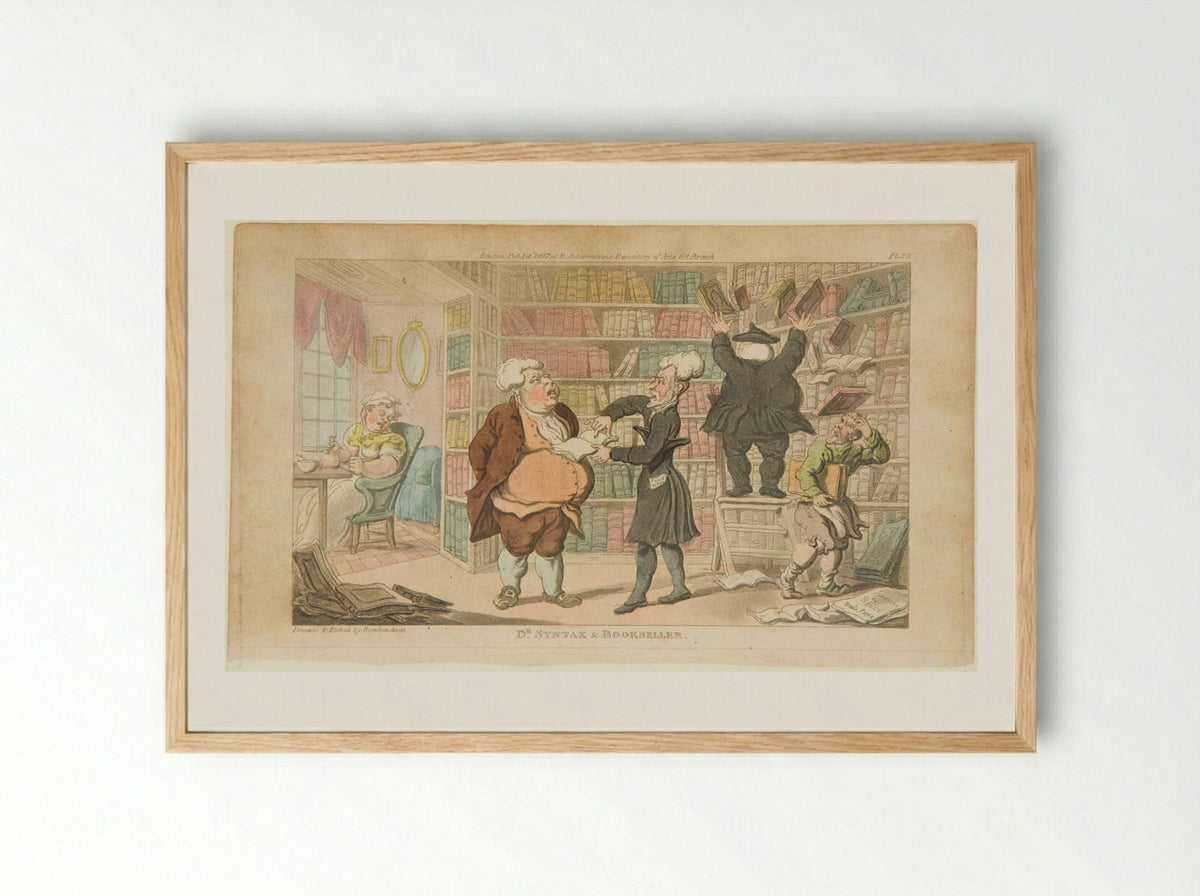 Doctor Syntax and the Bookseller - Thomas Rowlandson - Framed Print Wood