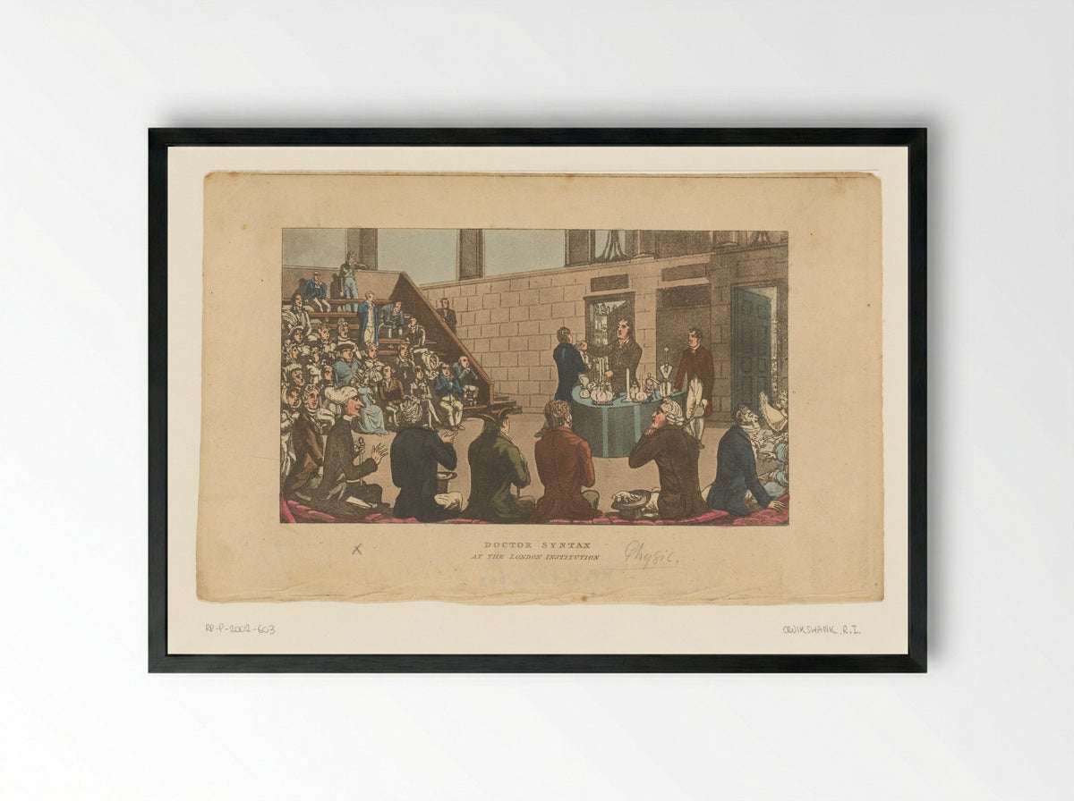Doctor Syntax at the London Institution - Isaac Cruikshank - Framed Print Black