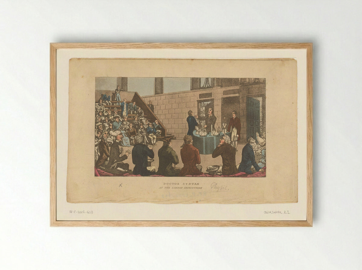 Doctor Syntax at the London Institution - Isaac Cruikshank - Framed Print Wood