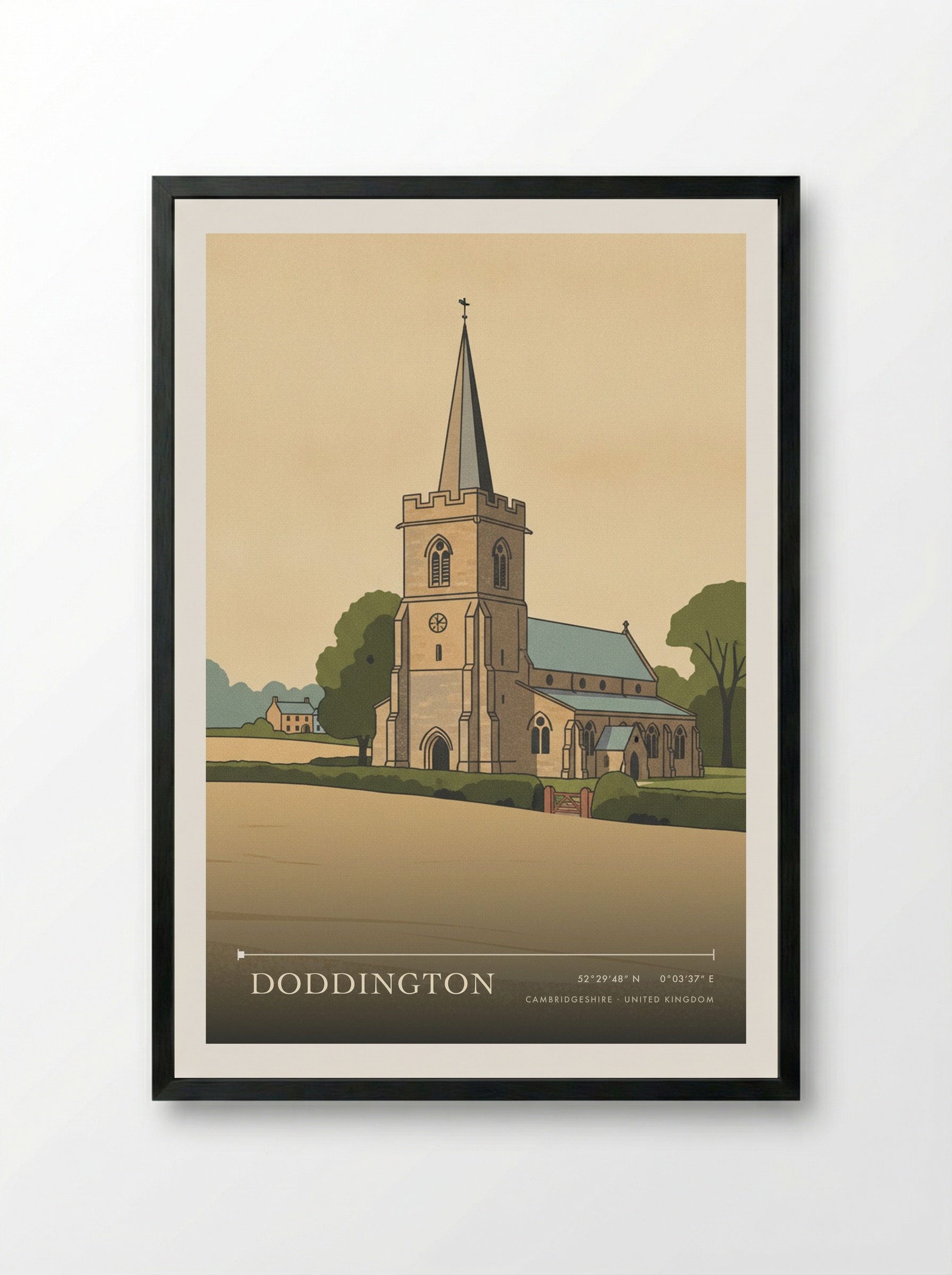 Doddington Cambridgeshire United Kingdom Travel Poster - Framed Print Black