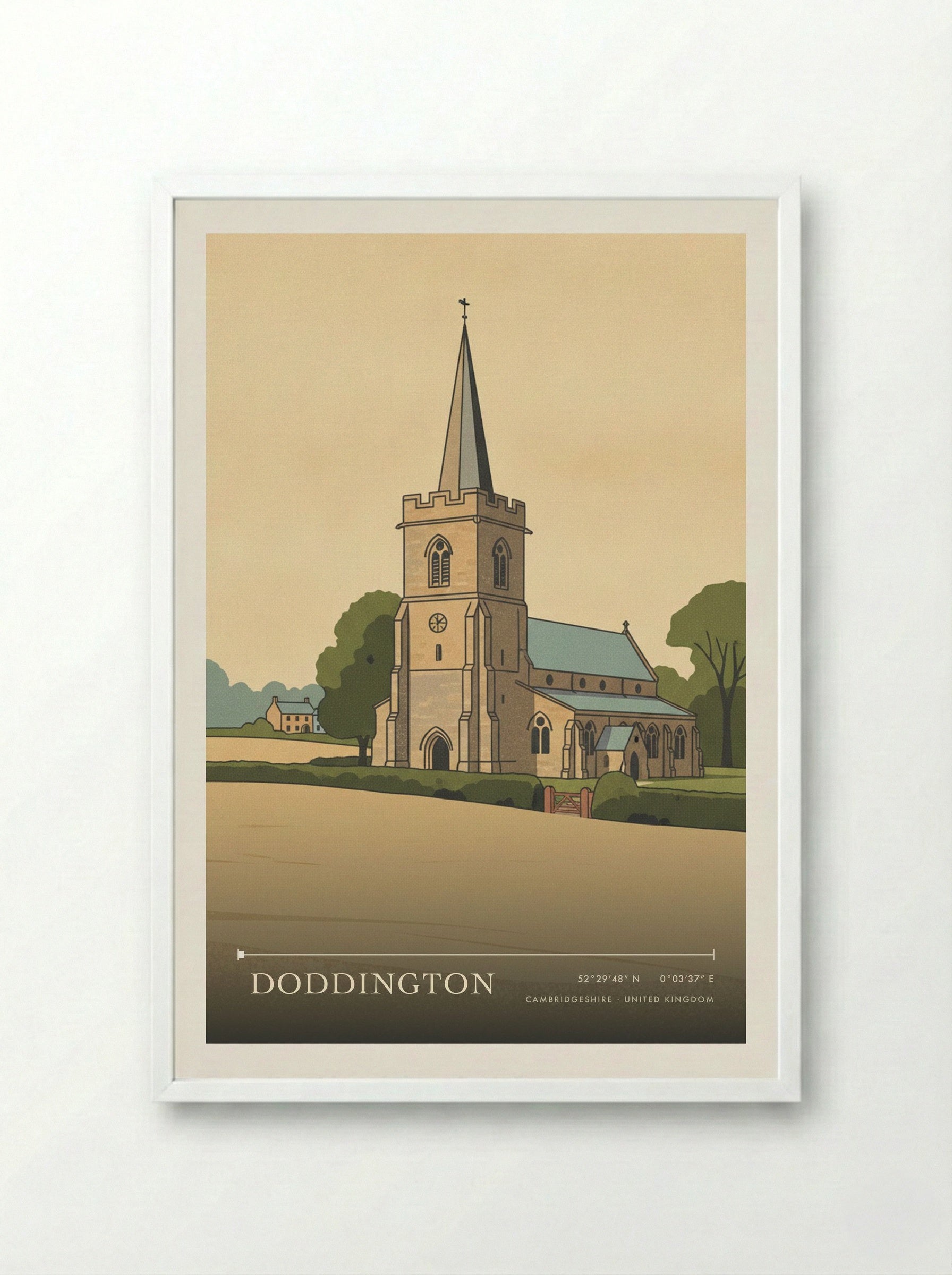 Doddington Cambridgeshire United Kingdom Travel Poster - Framed Print White