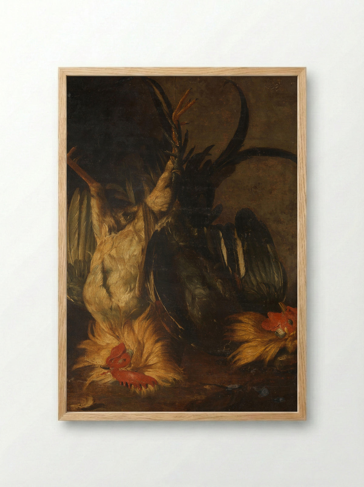 Dode hanen (Dead Roosters) - Christoffel Puytlinck - Framed Print Wood