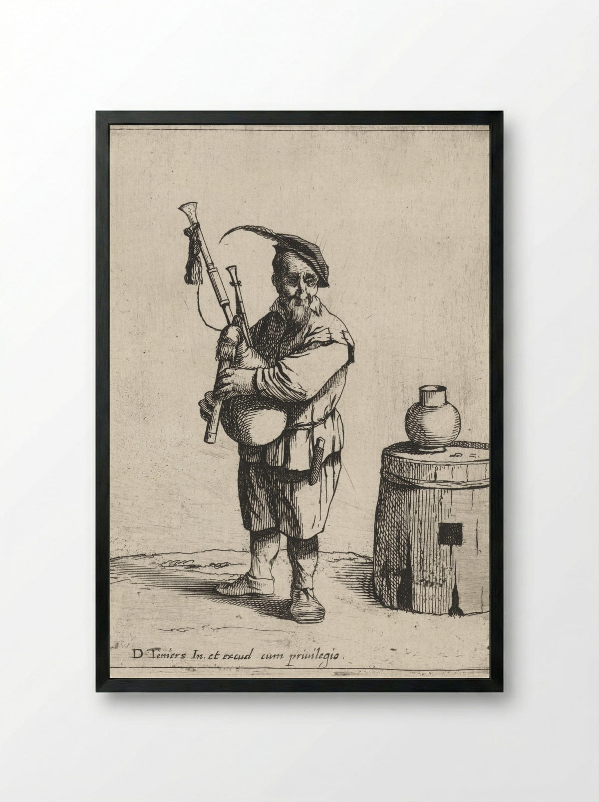 Doedelzakspeler (Bagpipe Player) - Quirin Boel - Framed Print Black