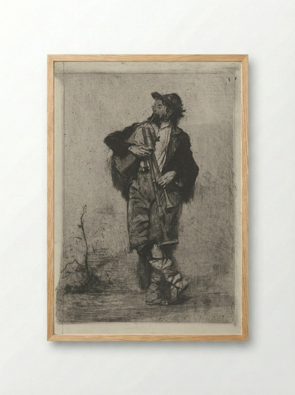 Doedelzakspeler (Bagpiper) - Mosè Bianchi - Framed Print Wood