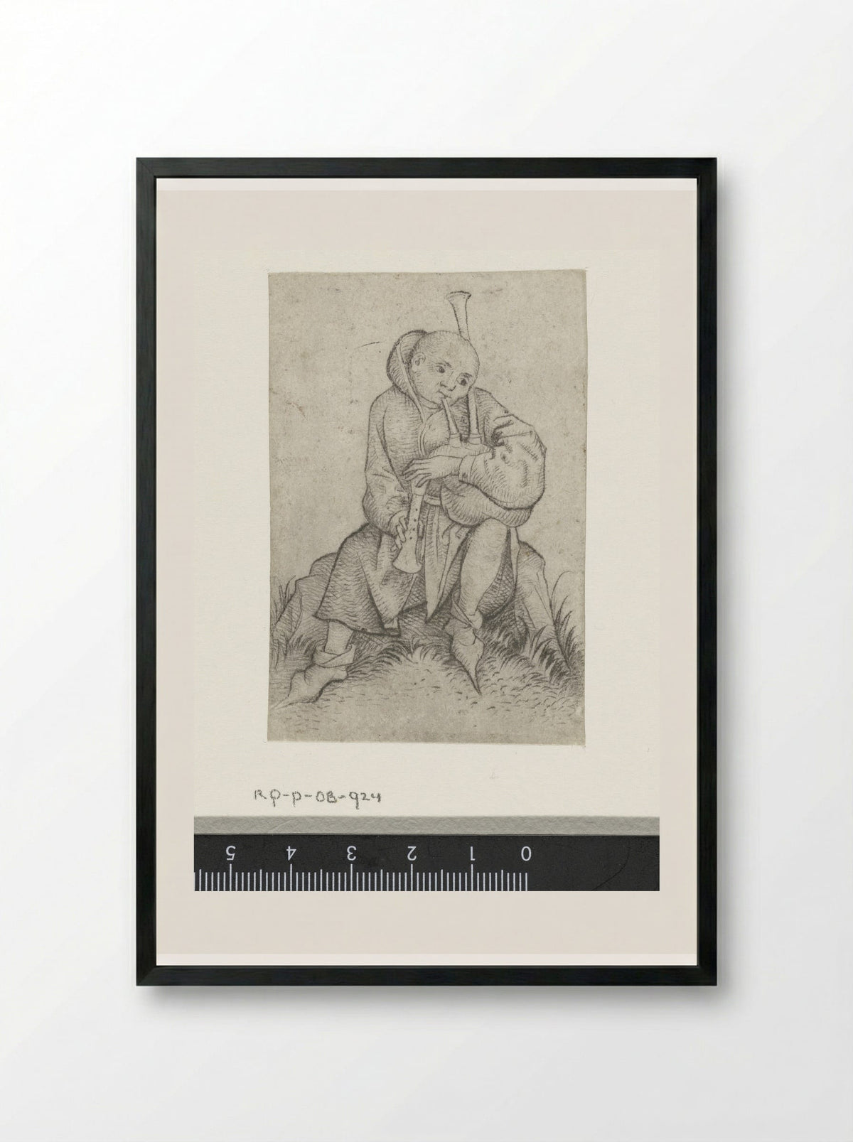Doedelzakspeler - Master of the Amsterdam Cabinet - Framed Print Black