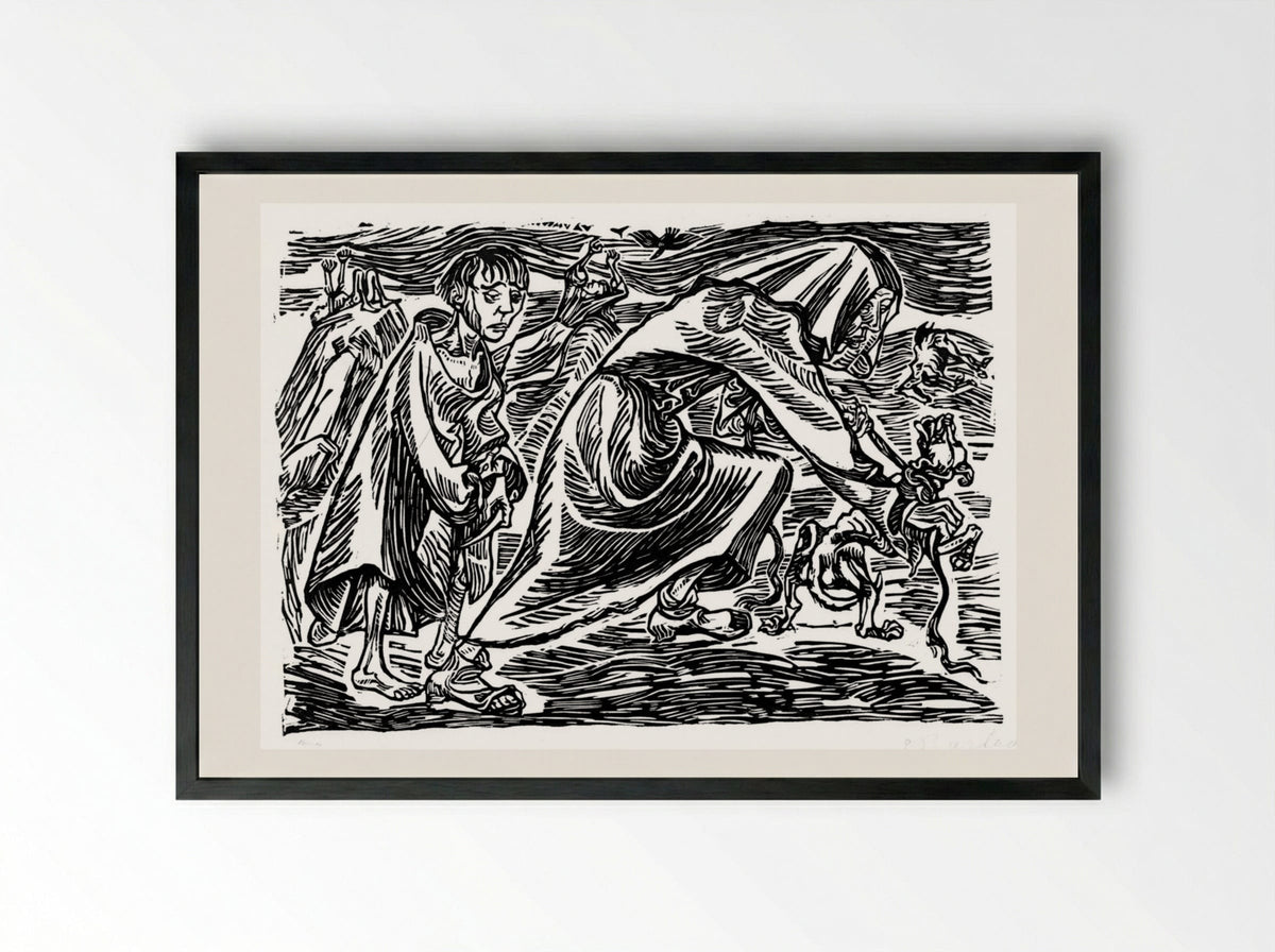 Dog Catcher - Ernst Barlach - Framed Print Black