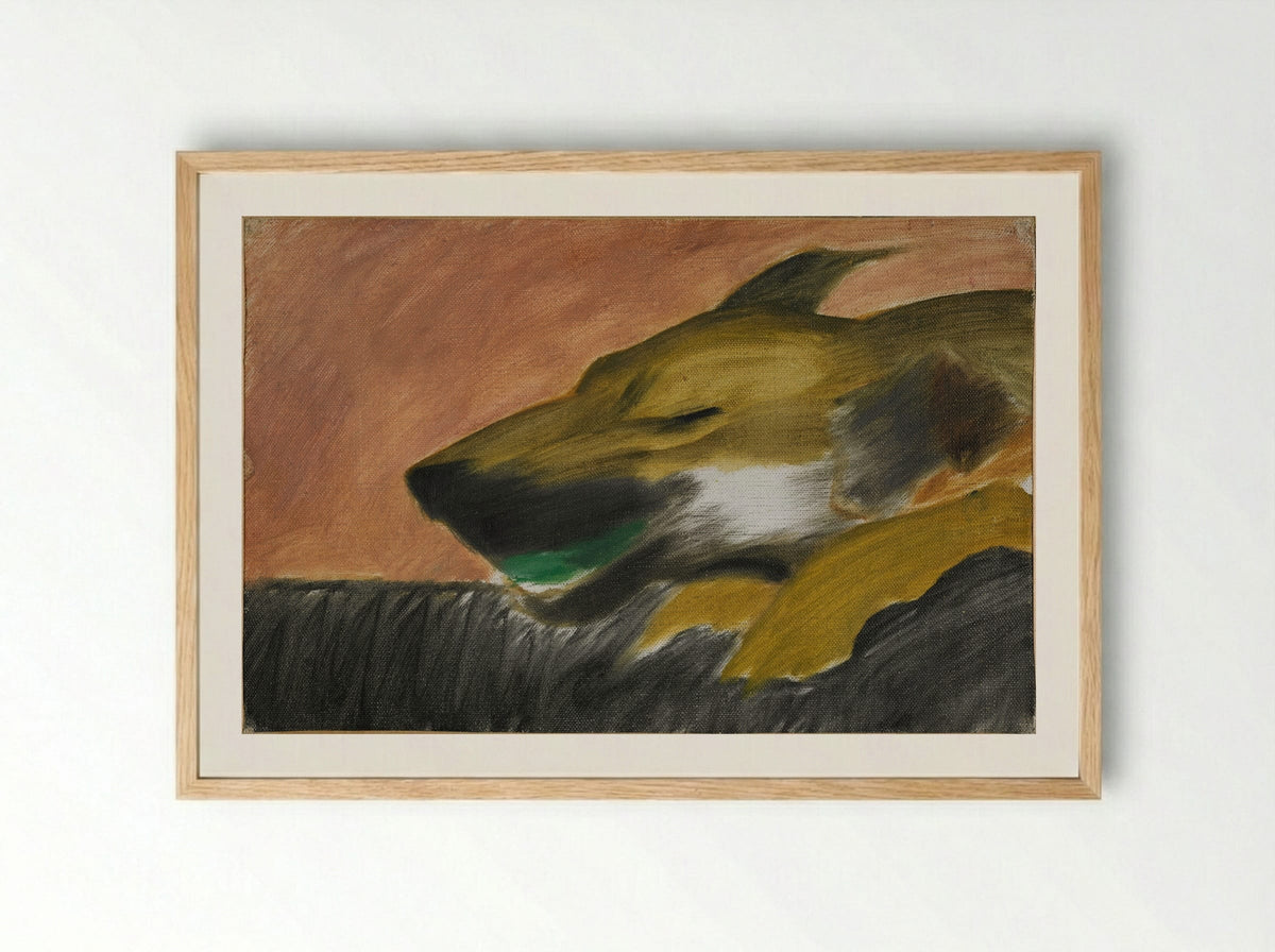 Dog in Motion - Joseph Stella - Framed Print Wood