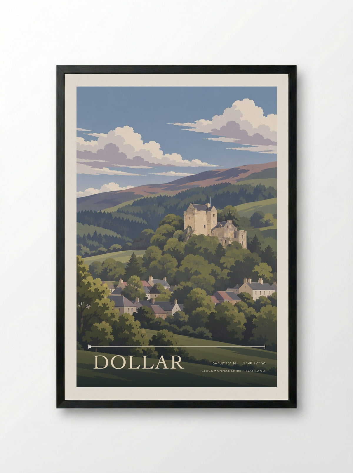 Dollar, Clackmannanshire | Travel Poster - Framed Print Black