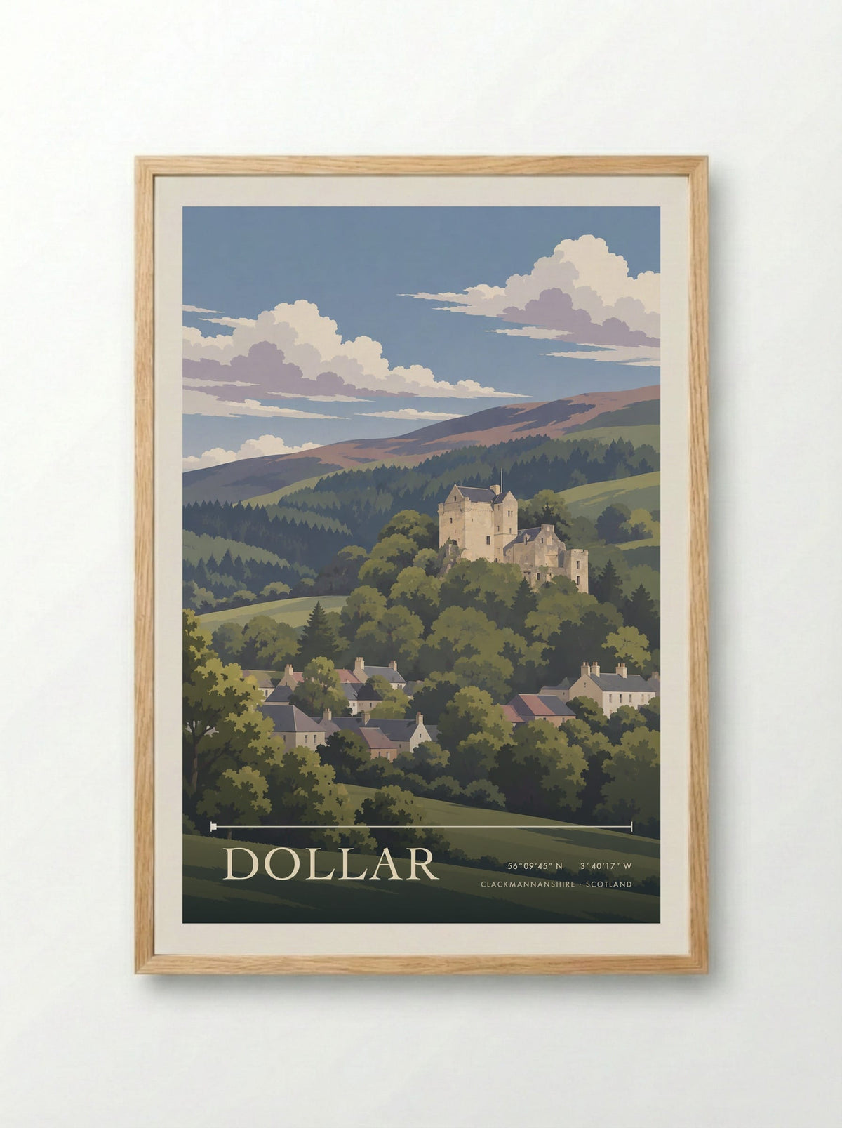 Dollar, Clackmannanshire | Travel Poster - Framed Print Wood