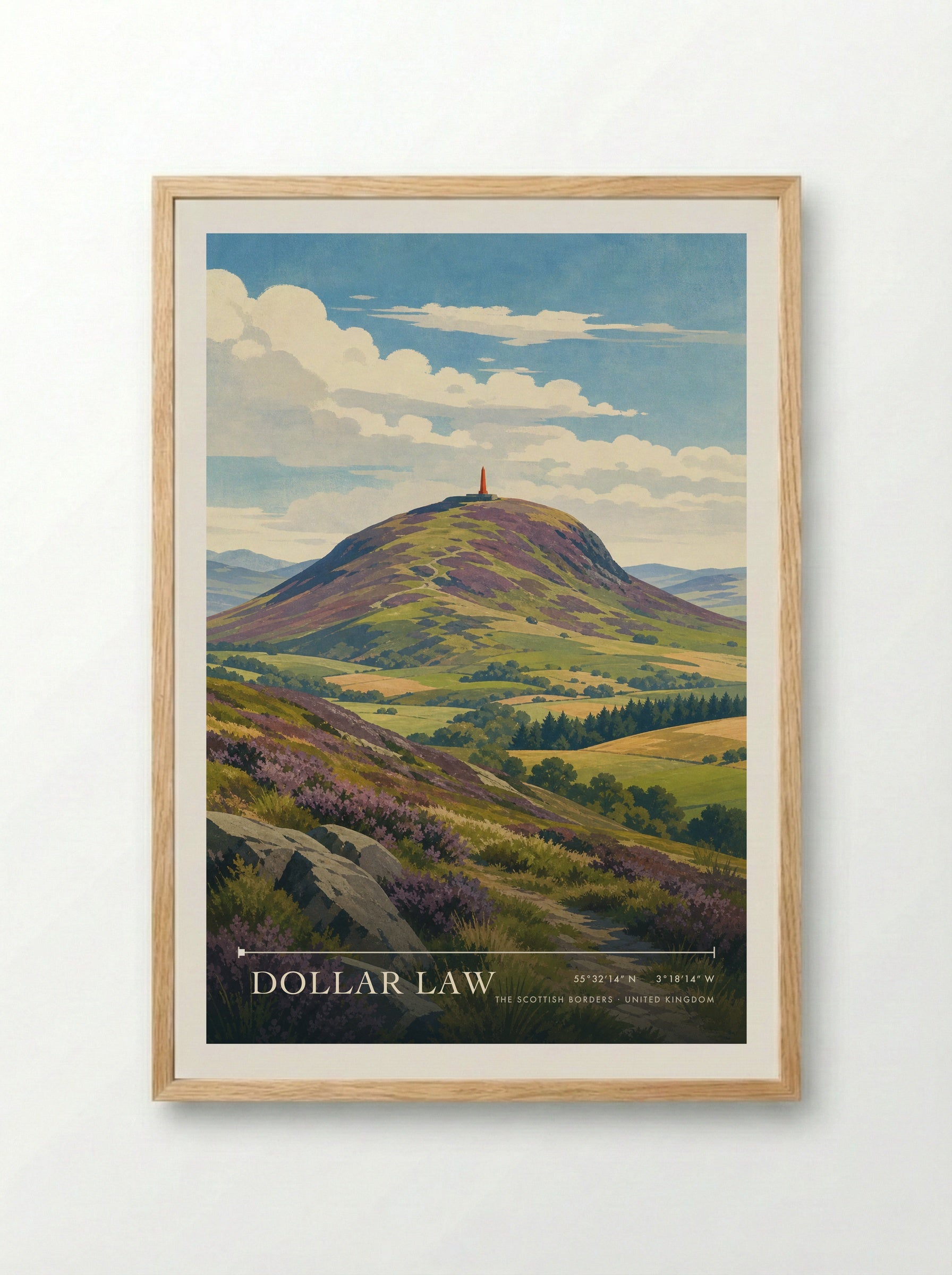 Dollar Law The Scottish Borders United Kingdom Travel Poster - Framed Print Wood